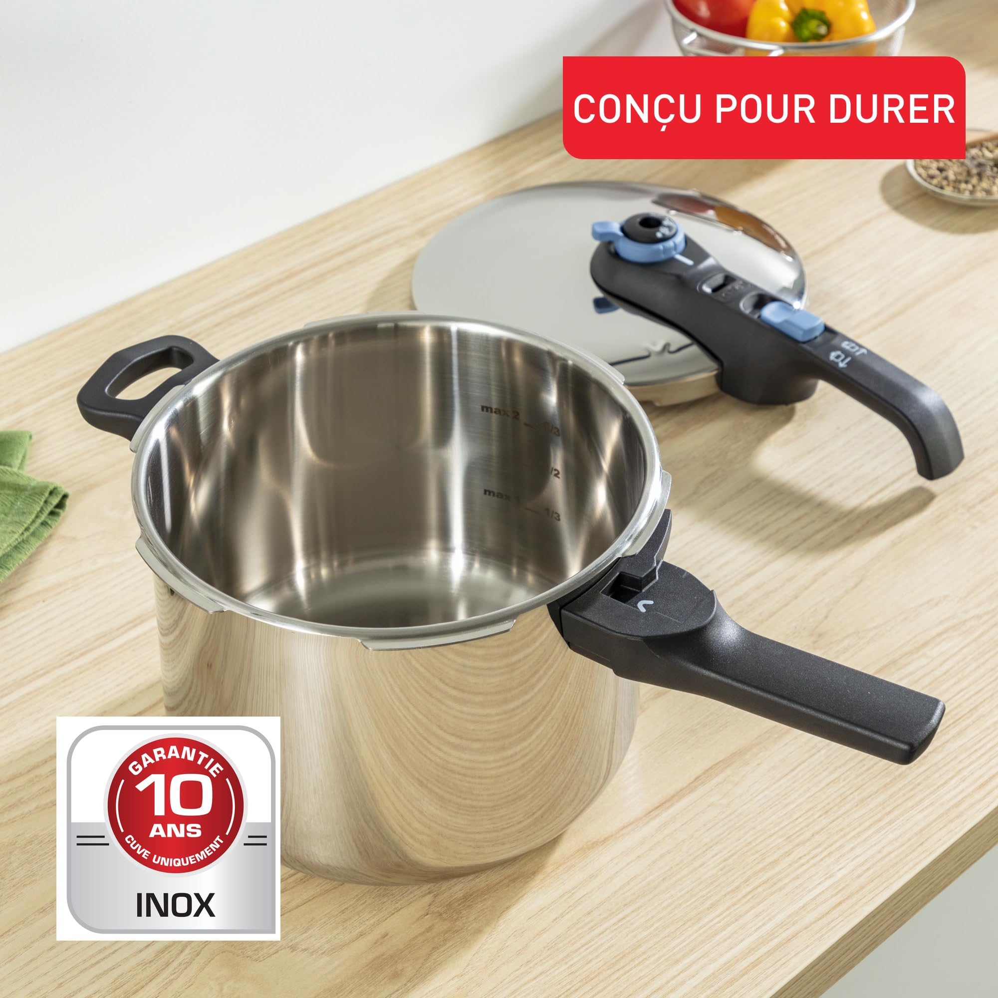 Tefal Secure Trendy Cocotte-minute 2 cuves 4et 6L, Cuisson rapide, 2 programmes, Sûr, Compatible induction P2584301