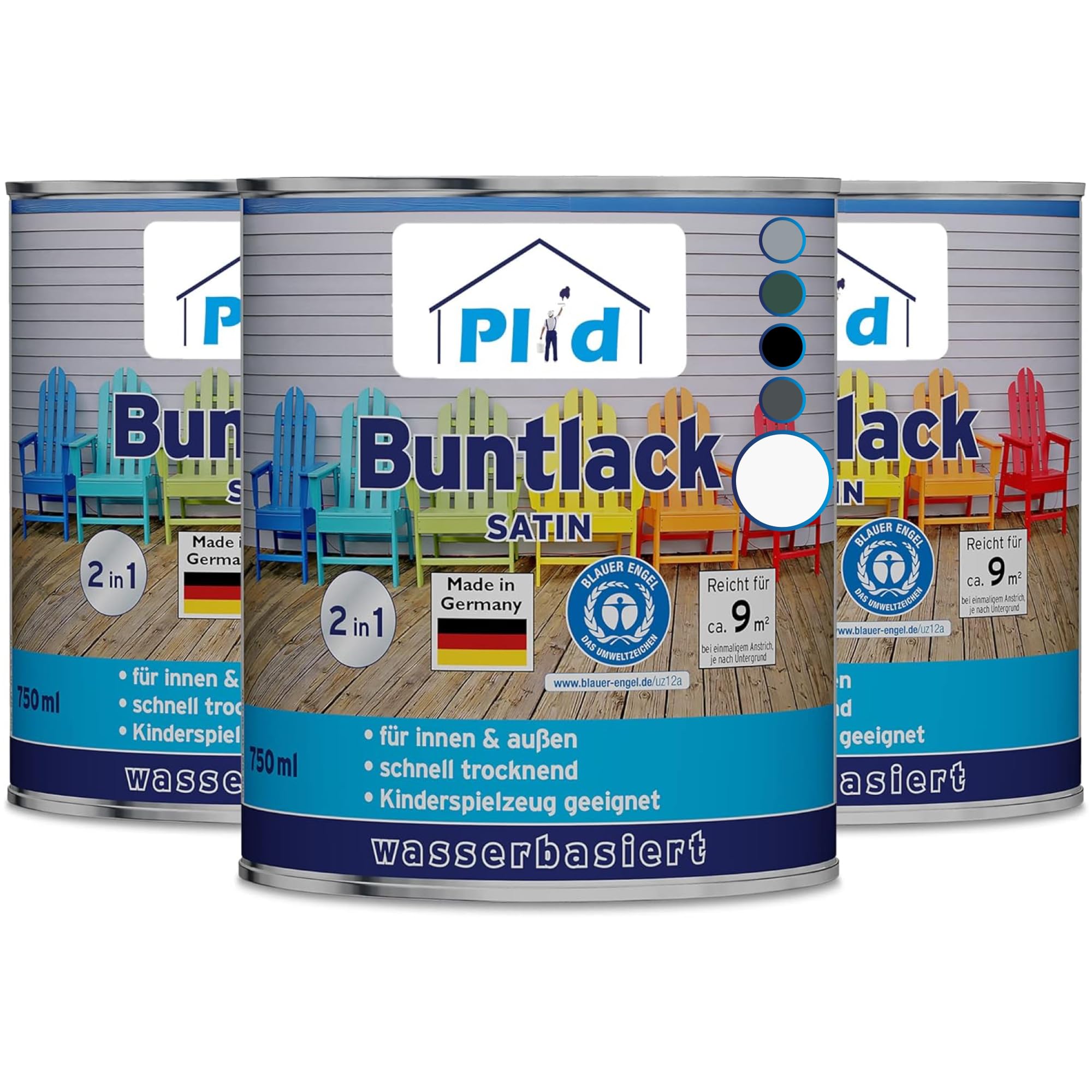 plid® Barniz de color exterior 2,25 l – Blanco – Color madera exterior e interior – Barniz para madera exterior resistente a la intemperie – Pintura para madera exterior e interior – Pintura para