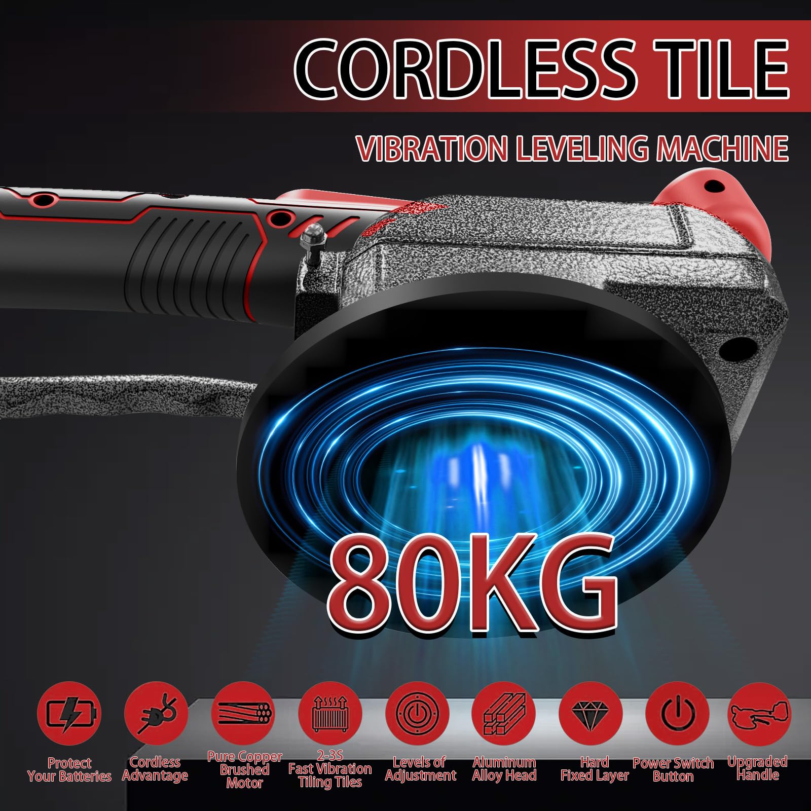 Maquina Vibratoria para Azulejos, Vibrador Baldosas Compatible con Makita 18V, Niveladores Azulejo con 5 Velocidades, Ventosa de 4,7 Pulgadas y Adsorción de 80 kg para Baldosas (Sin Batería)