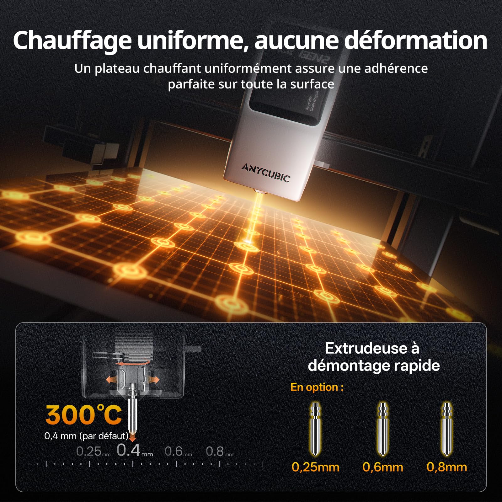 Anycubic Kobra X Imprimante 3D, Extrudeur Multicolore hautement intégré, Gagnez du Temps d'impression, Impression de Filament Souple et Dur, Jusqu'à 600 mm/s, Volume d’Impression 260×260×260 mm