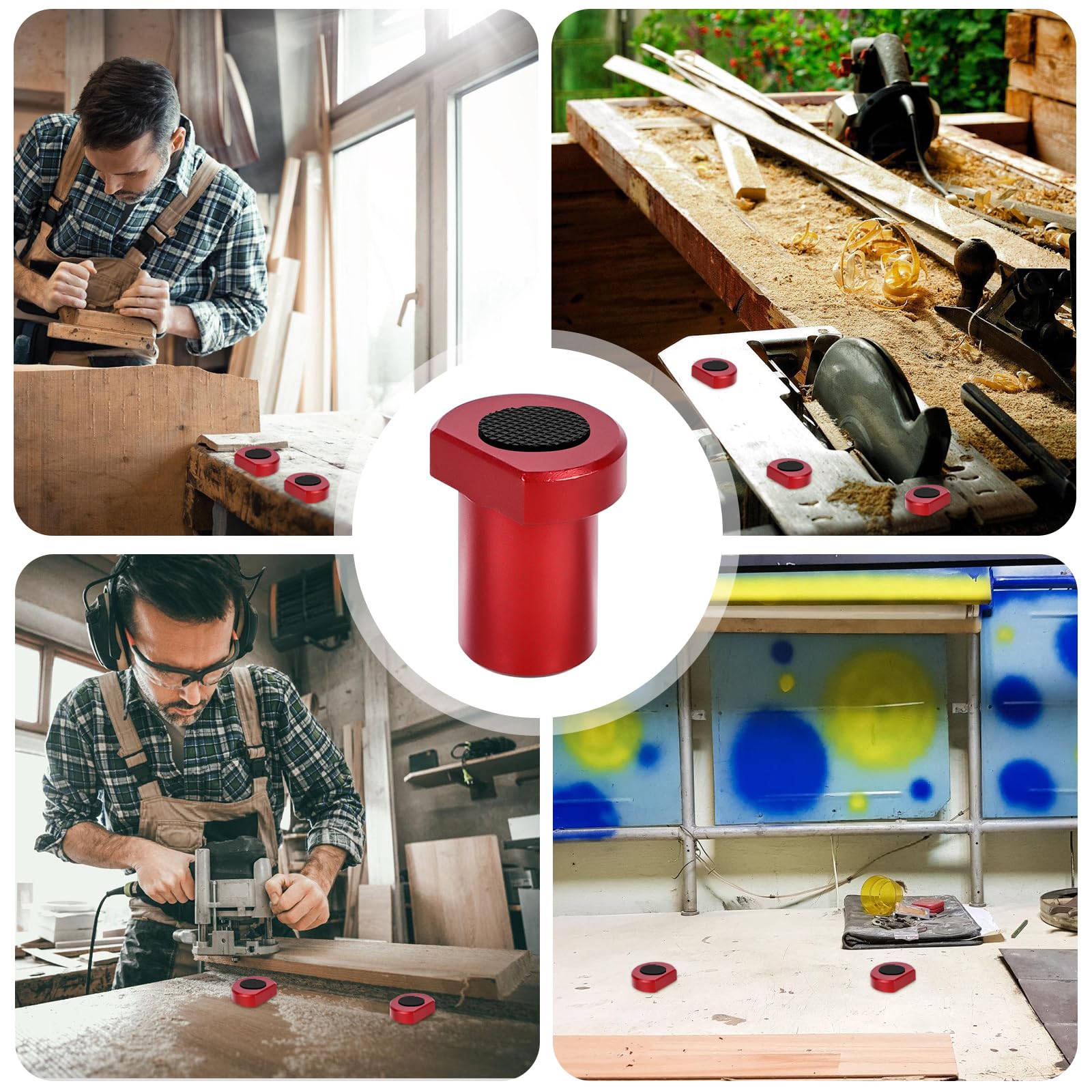 12 ganchos de aleación de aluminio para banco, abrazadera para perros, banco de trabajo, posicionamiento, mandíbulas, accesorios para agujero de perro de 20 mm (rojo)