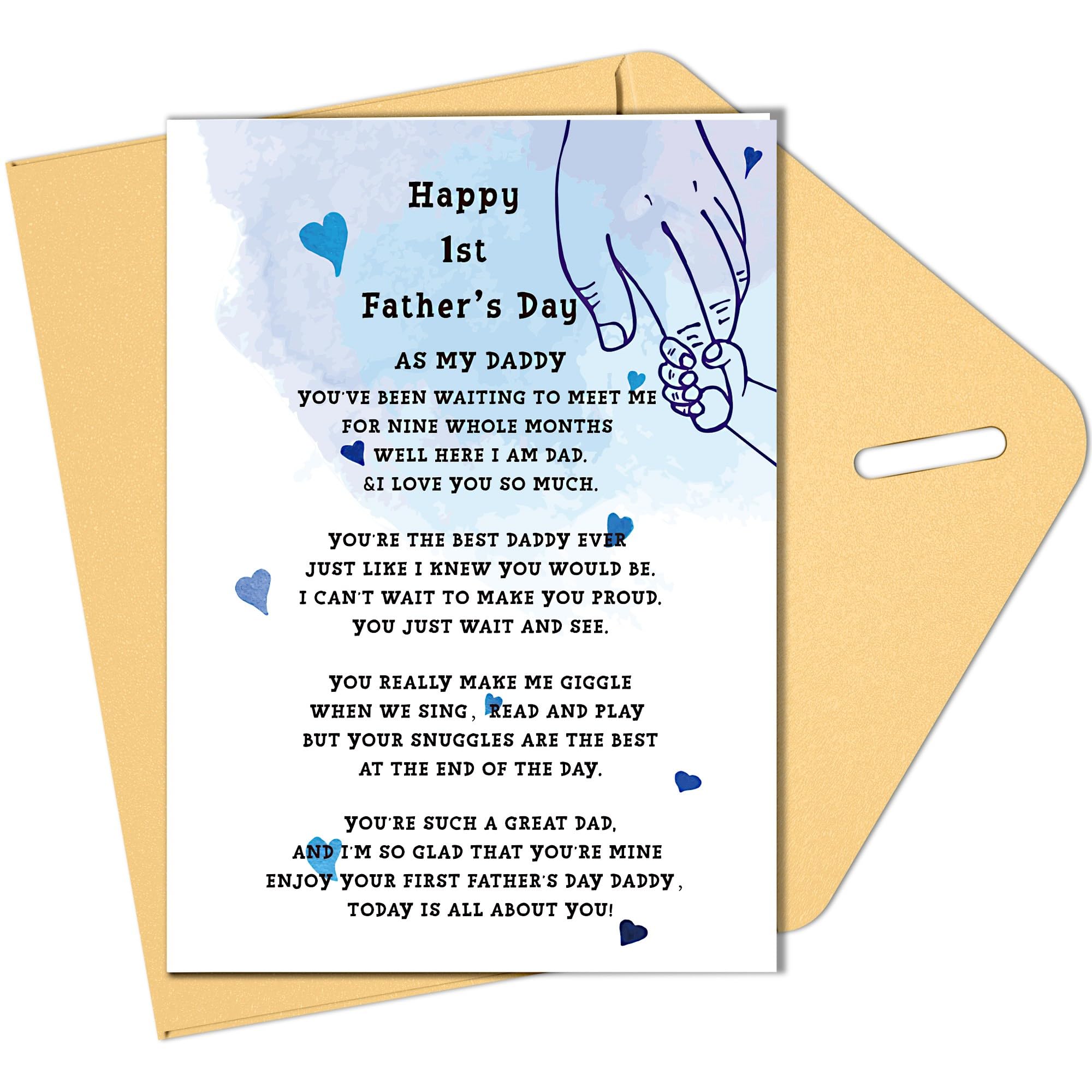 UrJKJV 1st Fathers Day Card - Happy First Fathers Day Card, Fun First Father's Day Gifts from Baby Girl Boy, First Time Dad Gifts from Wife, Funny