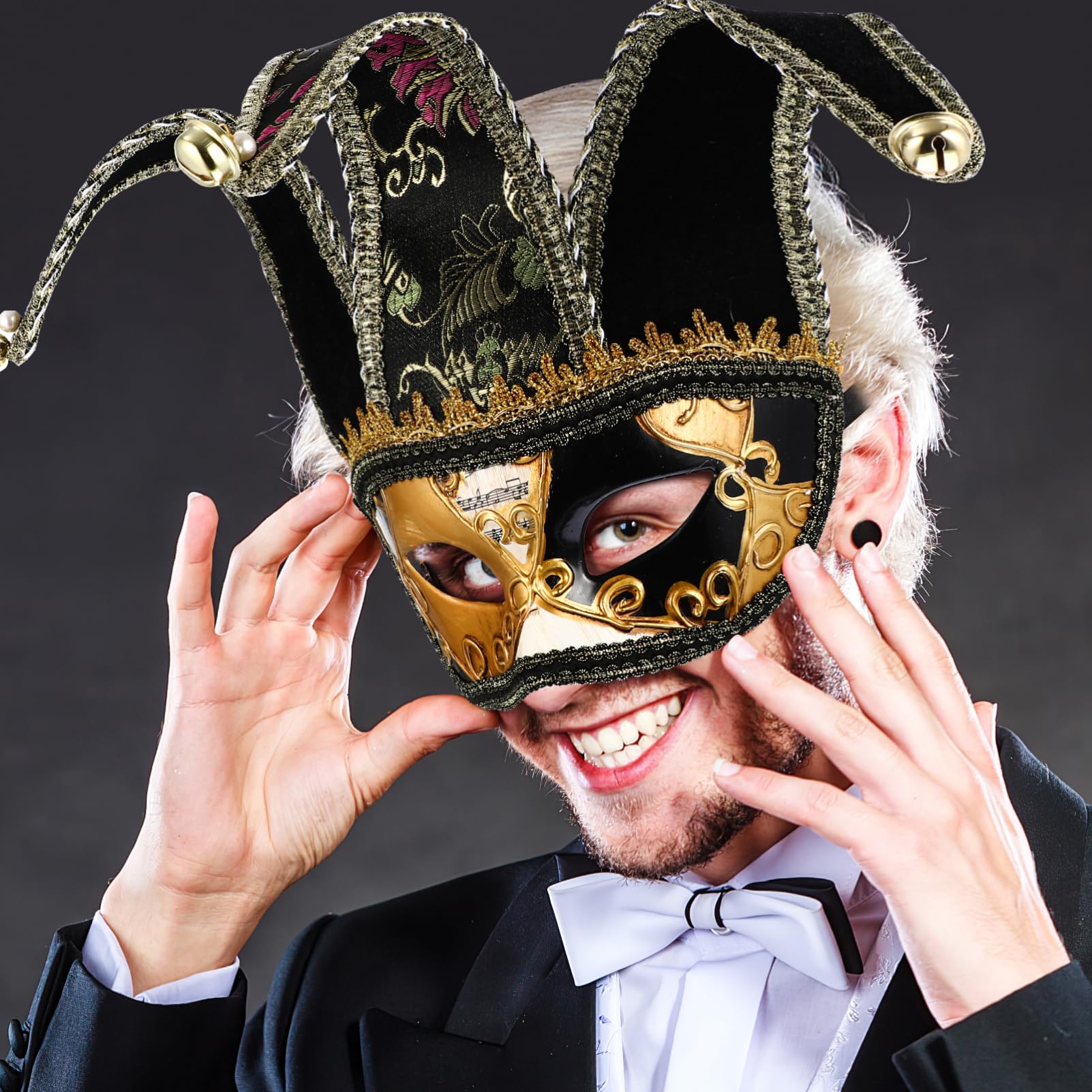 BESPORTBLE Halloween Masquerade Mask: Half Face Men Masquerade Masks, Dress Up, Carnival, Black, 33.00X19.50X0.20CM - Image 4