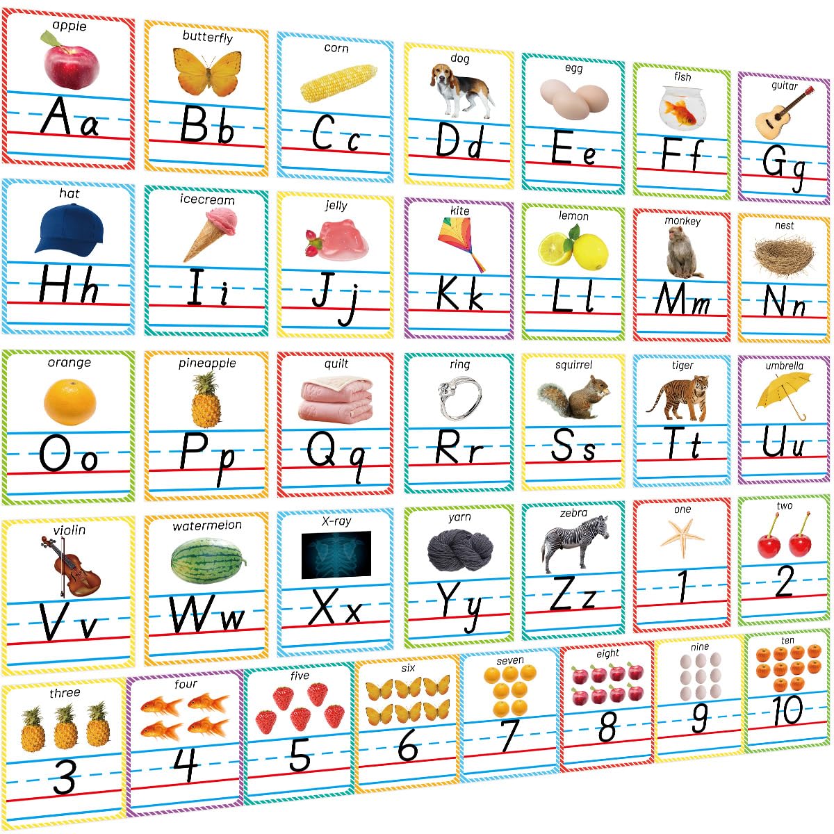Alphabet Line Bulletin Board Set Bulletin Board Letters Traditional Manuscript Alphabet and Number Cards for Classroom Wall Decoration Pre-School Kindergarten Elementary Decor