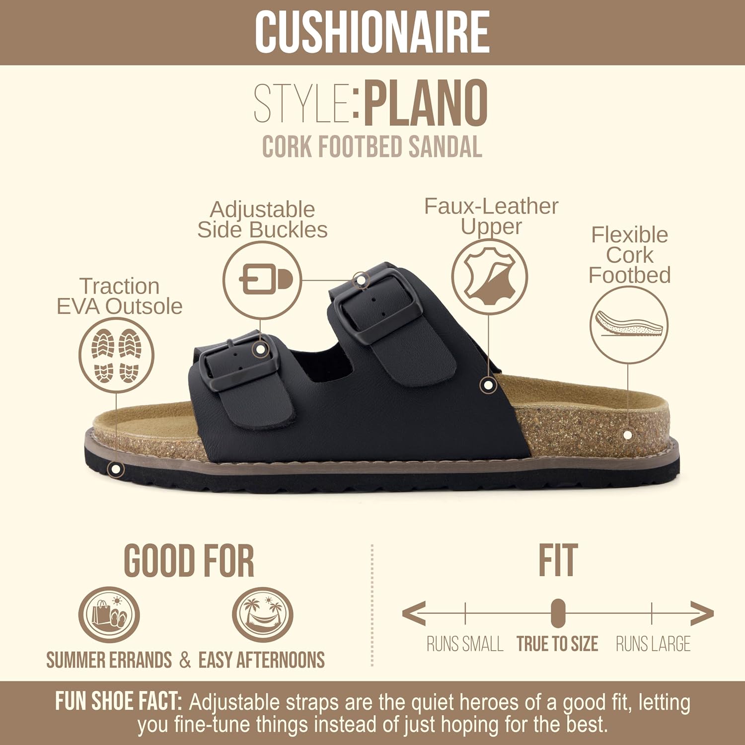 CUSHIONAIRE Plano Slide Sandals for Women with Cork Footbed and Memory Foam image 4
