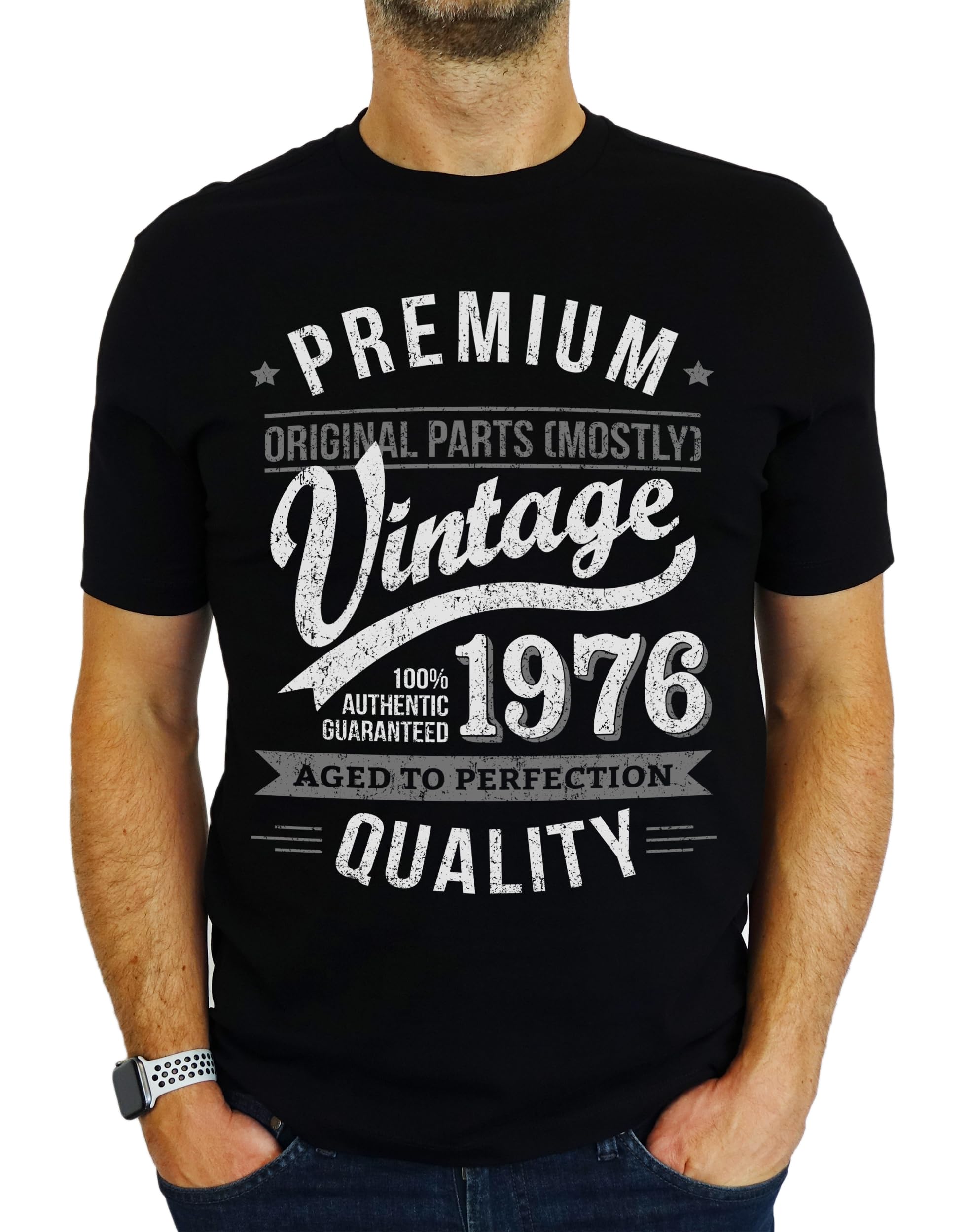 My Generation T-Shirts Men's Black 1976 Premium Vintage Year - Aged To Perfection - 50Th Birthday Gift | Present T-Shirt 2XL