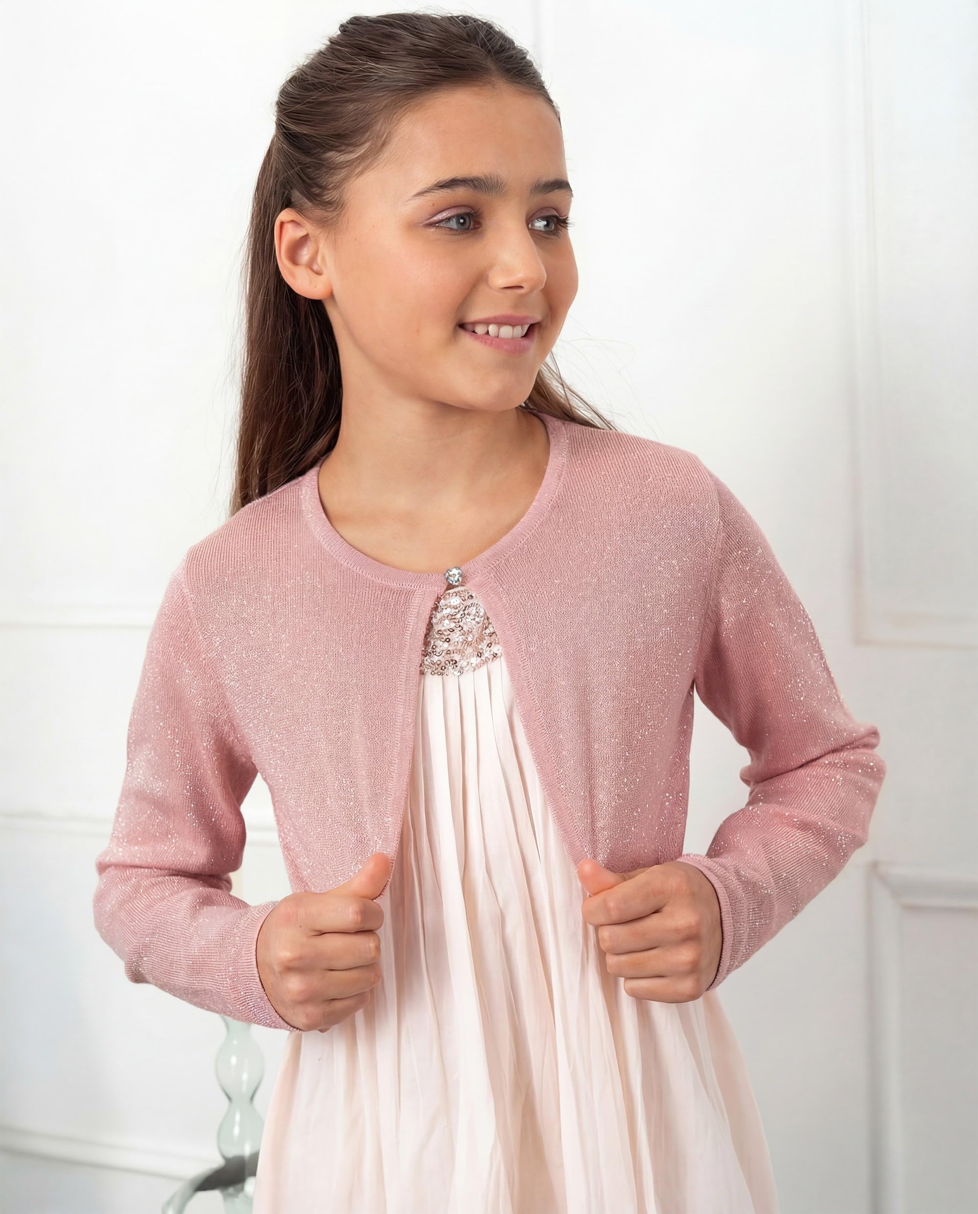 BlackButterfly Enfants Manche Longue Boléro Scintillante Filles Cardigan