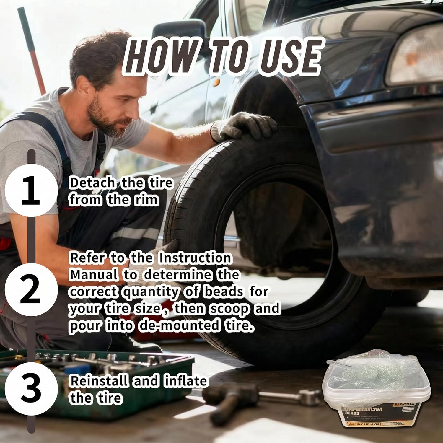 Tire Balance Beads 8.8KG(310.4oz),Tempered Glass Wheel Balancing Beads for Trucks,Motorcycles,Trailer,ATVs,Off-Road Vehicles,Reusable, Eco-Friendly Beads with Tire Tread Depth Gauge