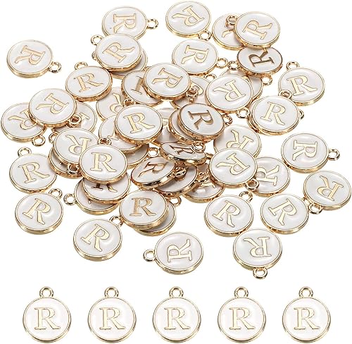 Vista 44 de MECCANIXITY Colgante de letras del alfabeto de doble cara, para collar, pulsera, aretes, joyería