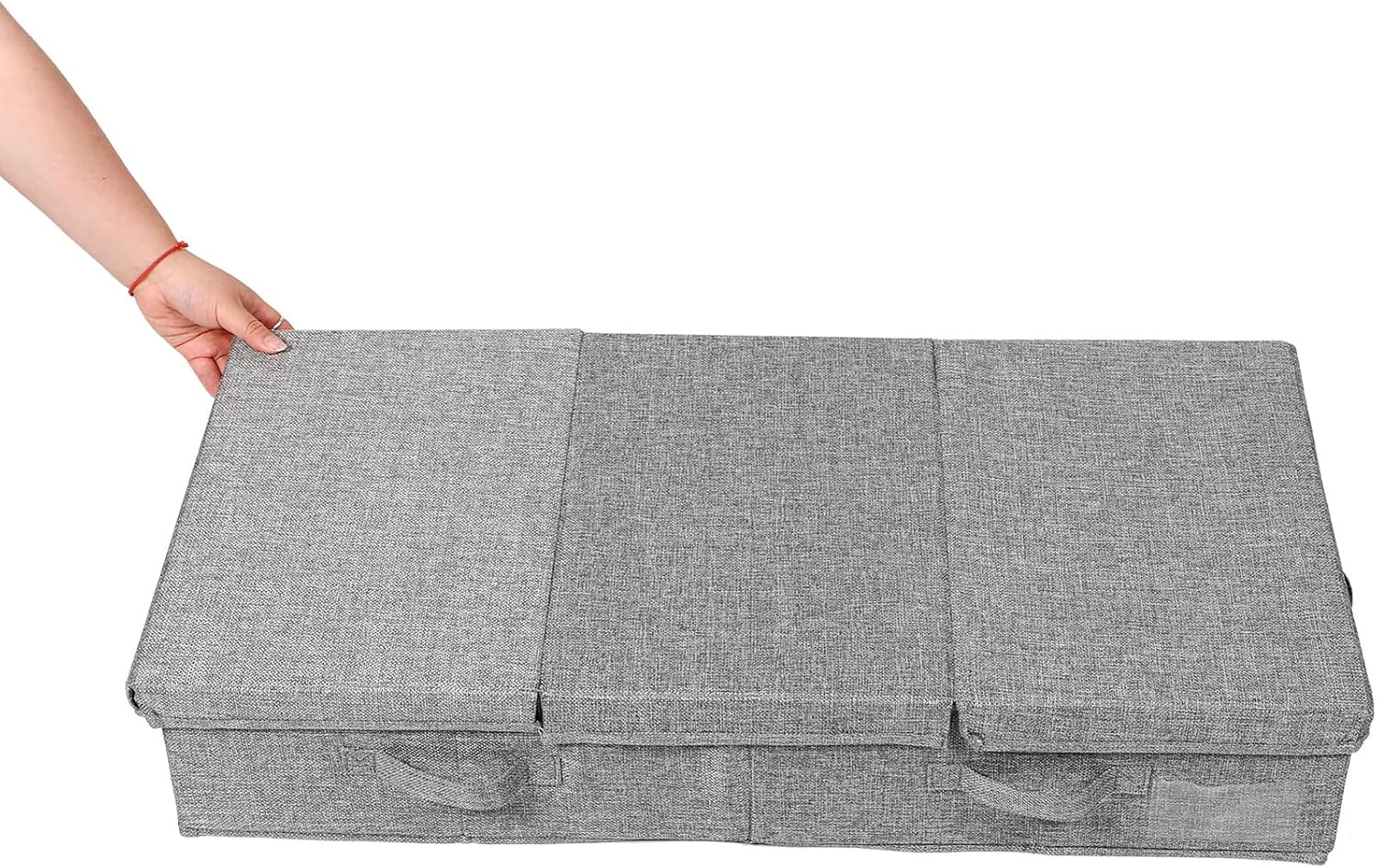 Beaupretty Bed Clothes Storage Organizer Box with Lid Foldable Grey Fabric Storage Bin for Quilts and Clothing Space-saving Home Solution