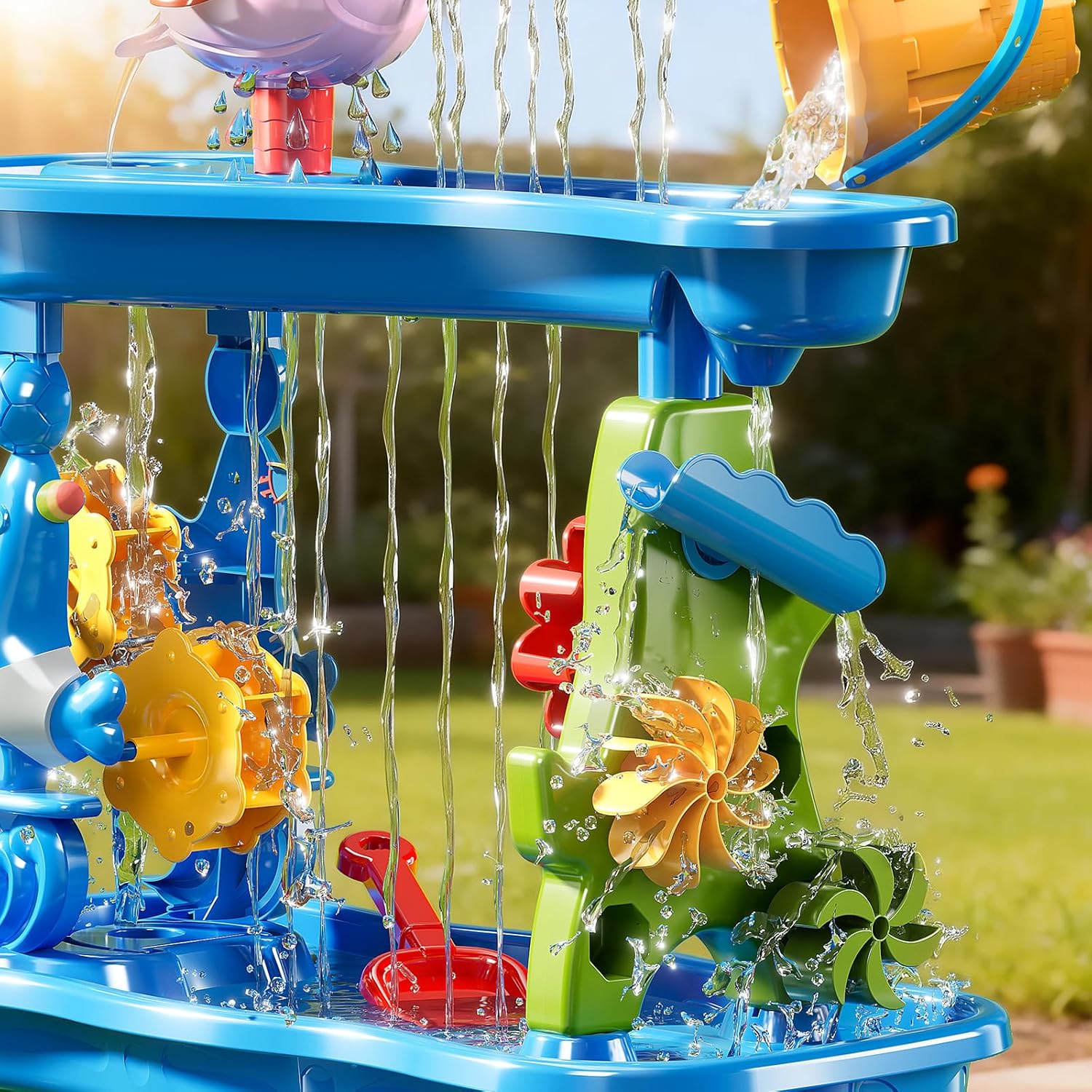 4-Tier Water Table for Kids 3-5, Summer Outdoor Beach Sensory Activity Playset Kids Sand and Water Table Toys, Birthday Gifts for Boys and Girls 3 4 5 6 7 8