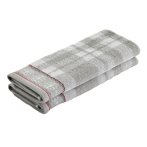 Miniatura 3 de SKL Home Christmas Whistler - Juego de toallas de mano a cuadros, 16 x 25 pulgadas, grisa cuadros, 2 unidades