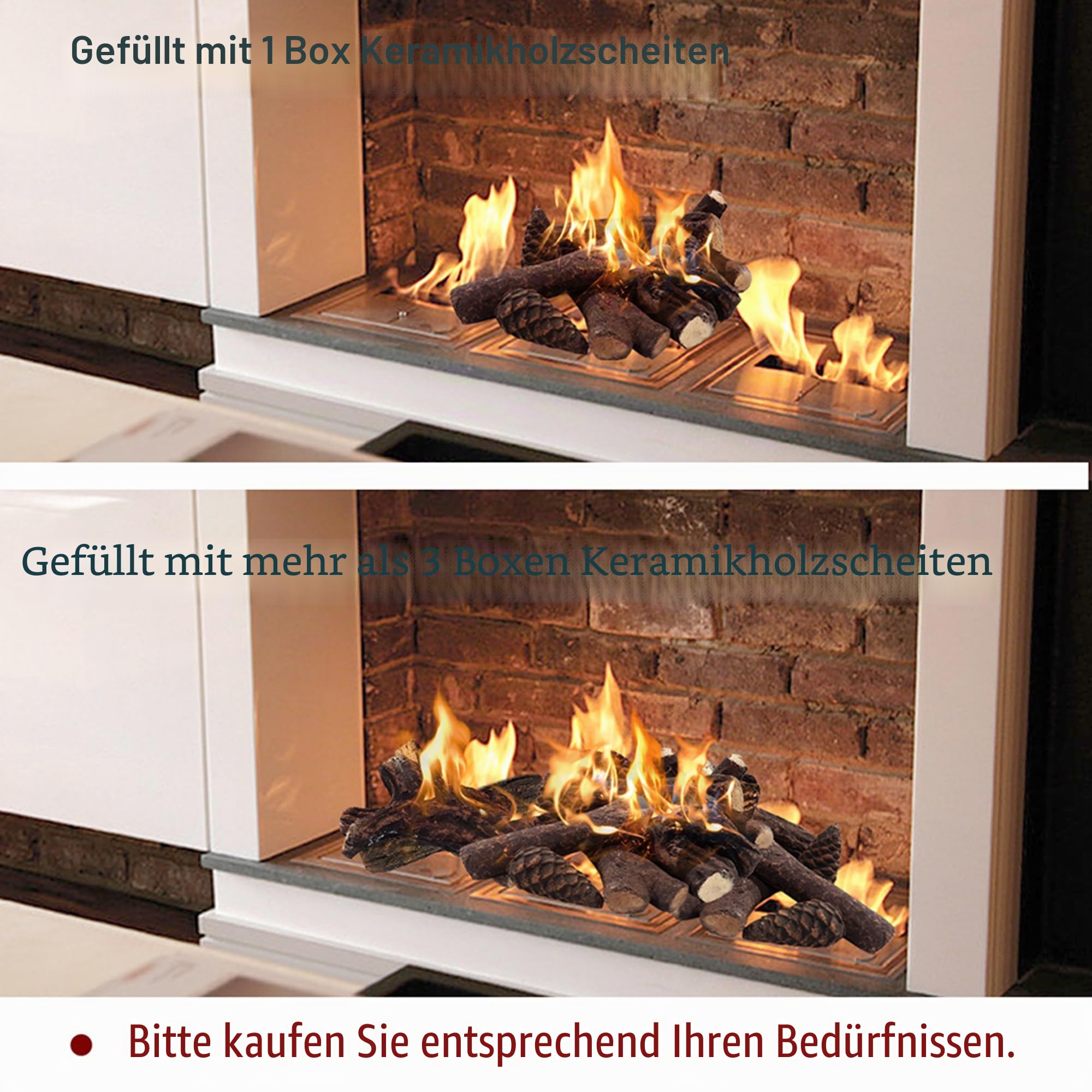 9-teiliges Keramik-Holz-Set für Bio-Ethanol-Kamine oder Gelkamine