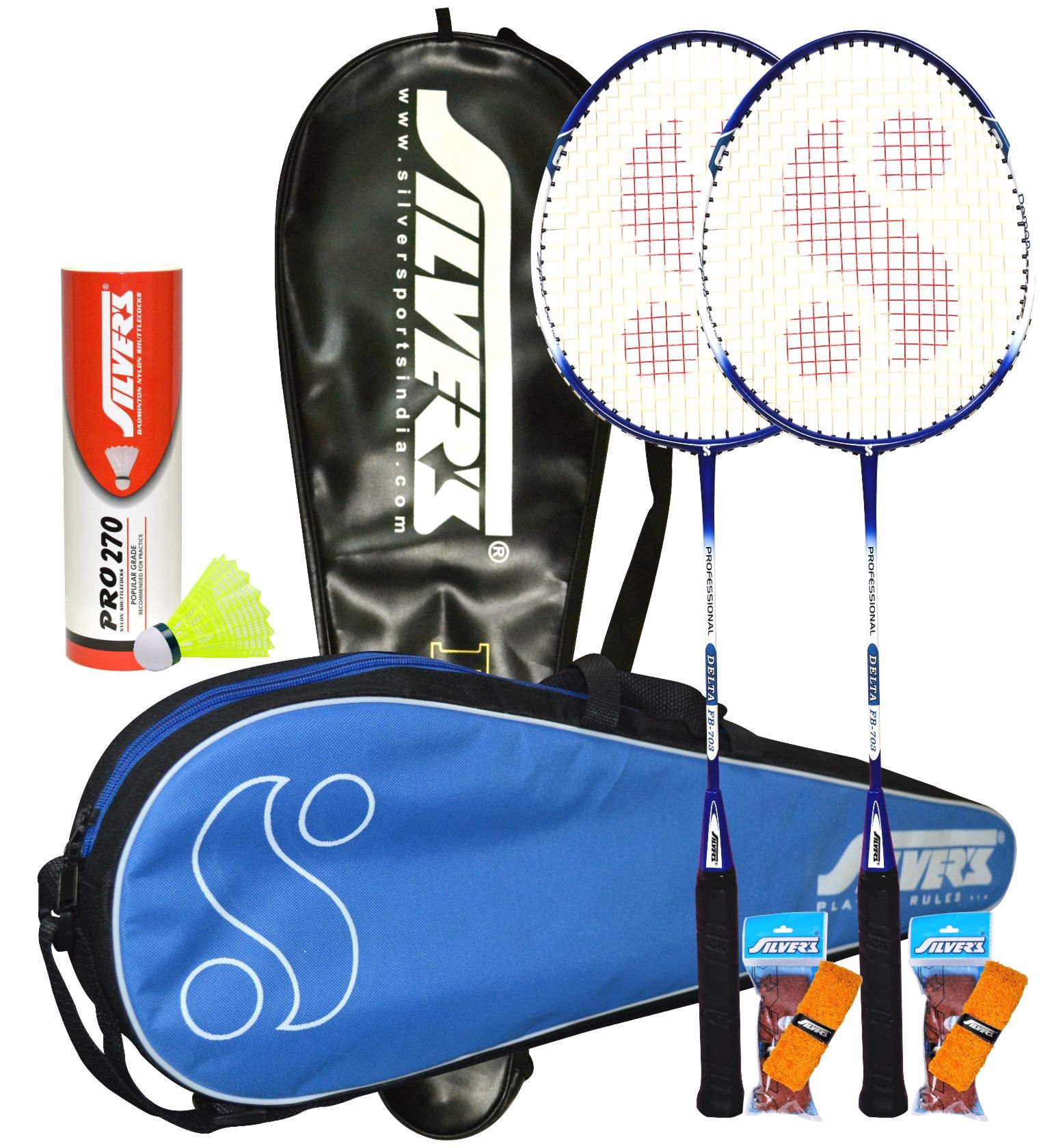 Silvers Delta Badminton Kit Combo 2 with Yellow Nylon Shuttlecock (B010LMBQF4) Amazon Price History, Amazon Price Tracker