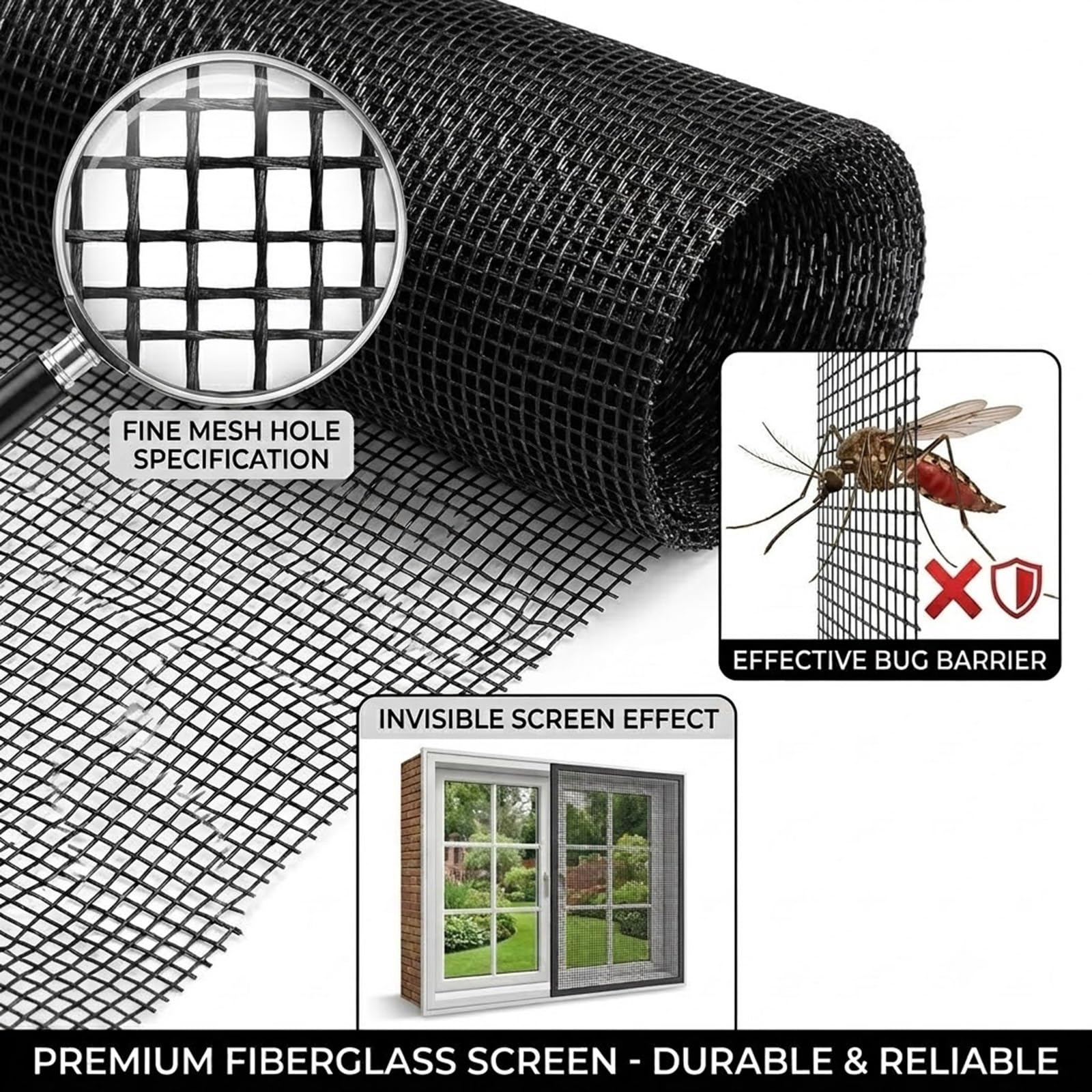 Moustiquaire Fenetre sans Percage Ajustable, Moustiquaire Anti-Insectes Toile Anti-Insectes Découpable pour Porte Fenêtre Et Salon, Filet Respirant(Blanc,180x1000cm)