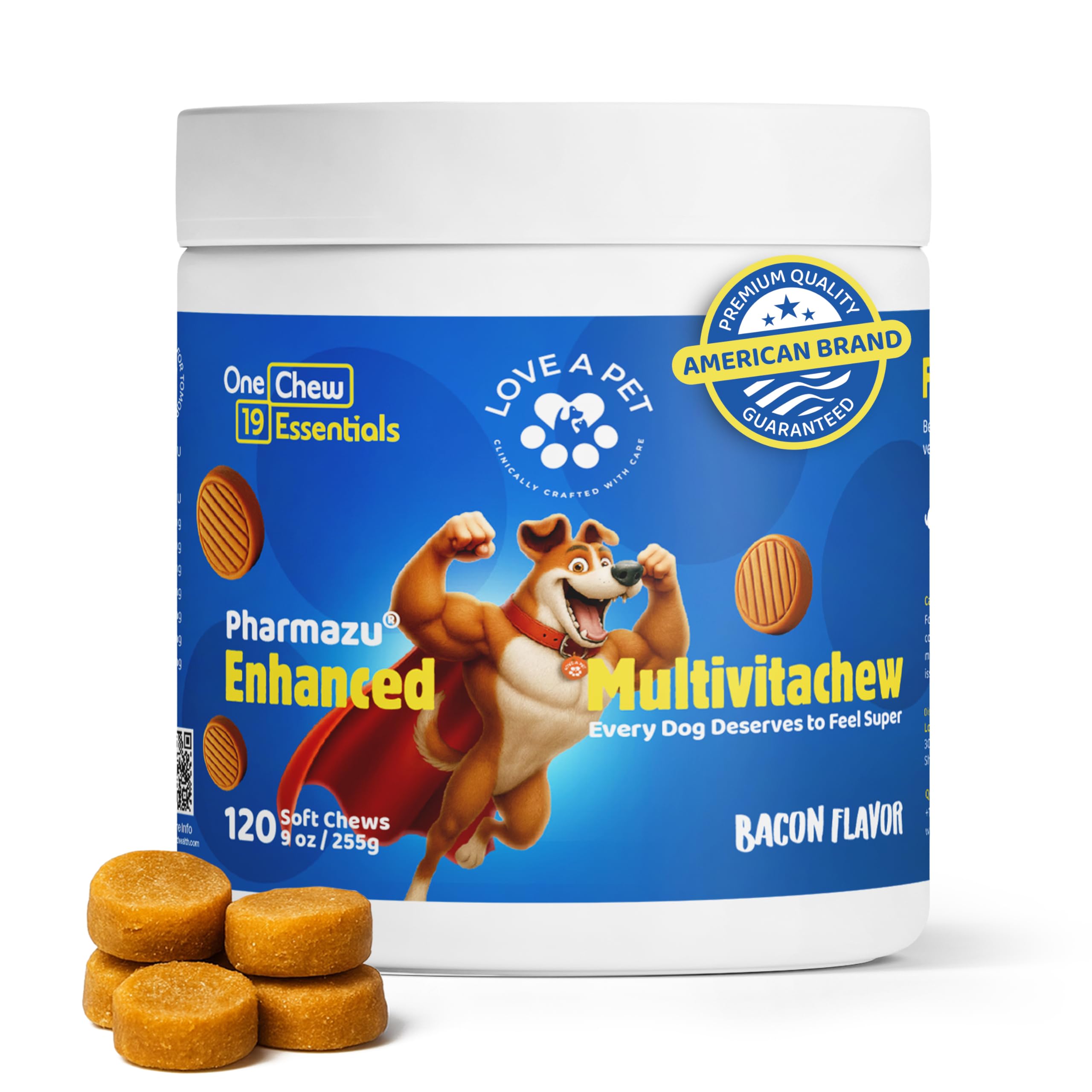 Enhanced Multivitachew Dog Supplies Multivitamin Soft Chews with Glucosamine for Dogs Supports Joints Skin Coat Digestion Dog Vitamins