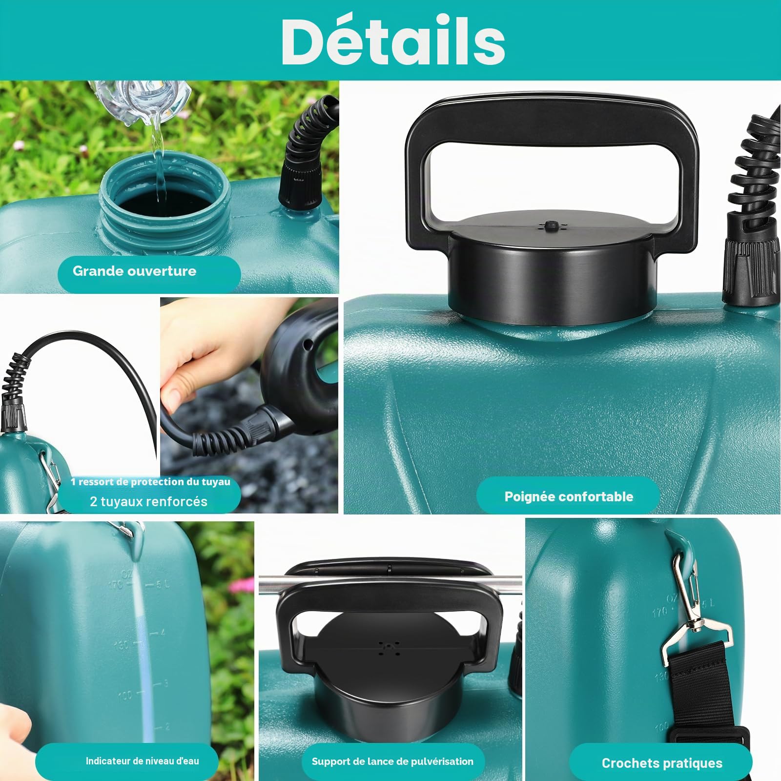 TLGREEN Pulverisateur Electrique à Batterie 8L, 7.4V/2000 mAh Pulverisateur de Jardin avec 3 Buses Réglable, Pistolet pulvérisateur télescopique pour Pelouse, Cour pulvérisation des Plantes de Jardin