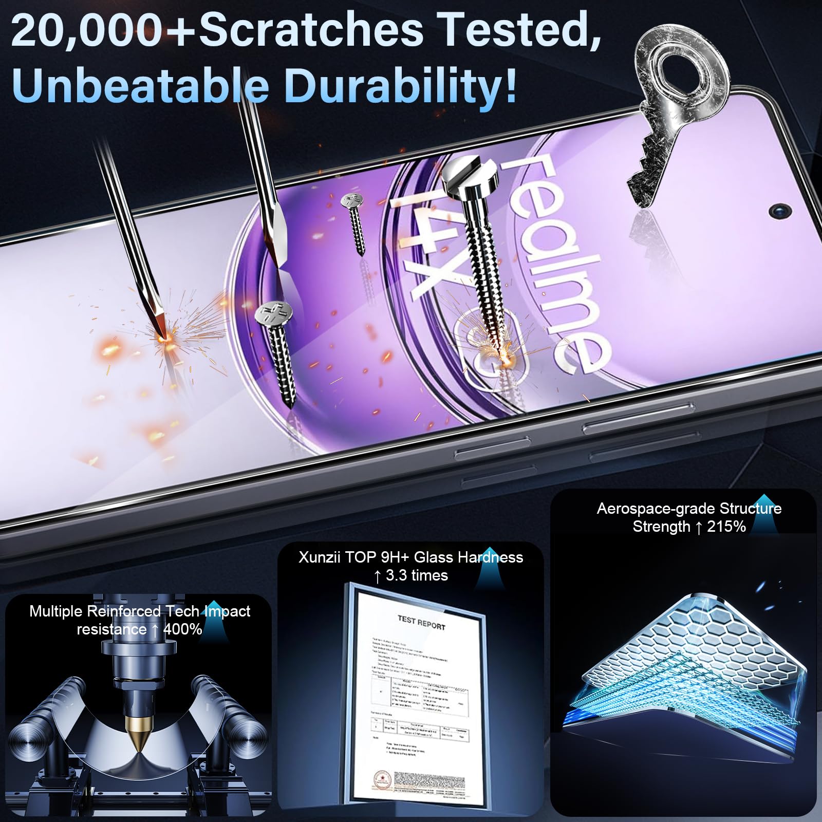 Pellicola Vetro Temperato per Realme 14X 5G [3+3 Pezzi], con HD Protezione Lente Fotocamera, [Durezza 9H Anti Graffi] 0,33mm Vetrino Protezione Schermo Pellicola Protettiva