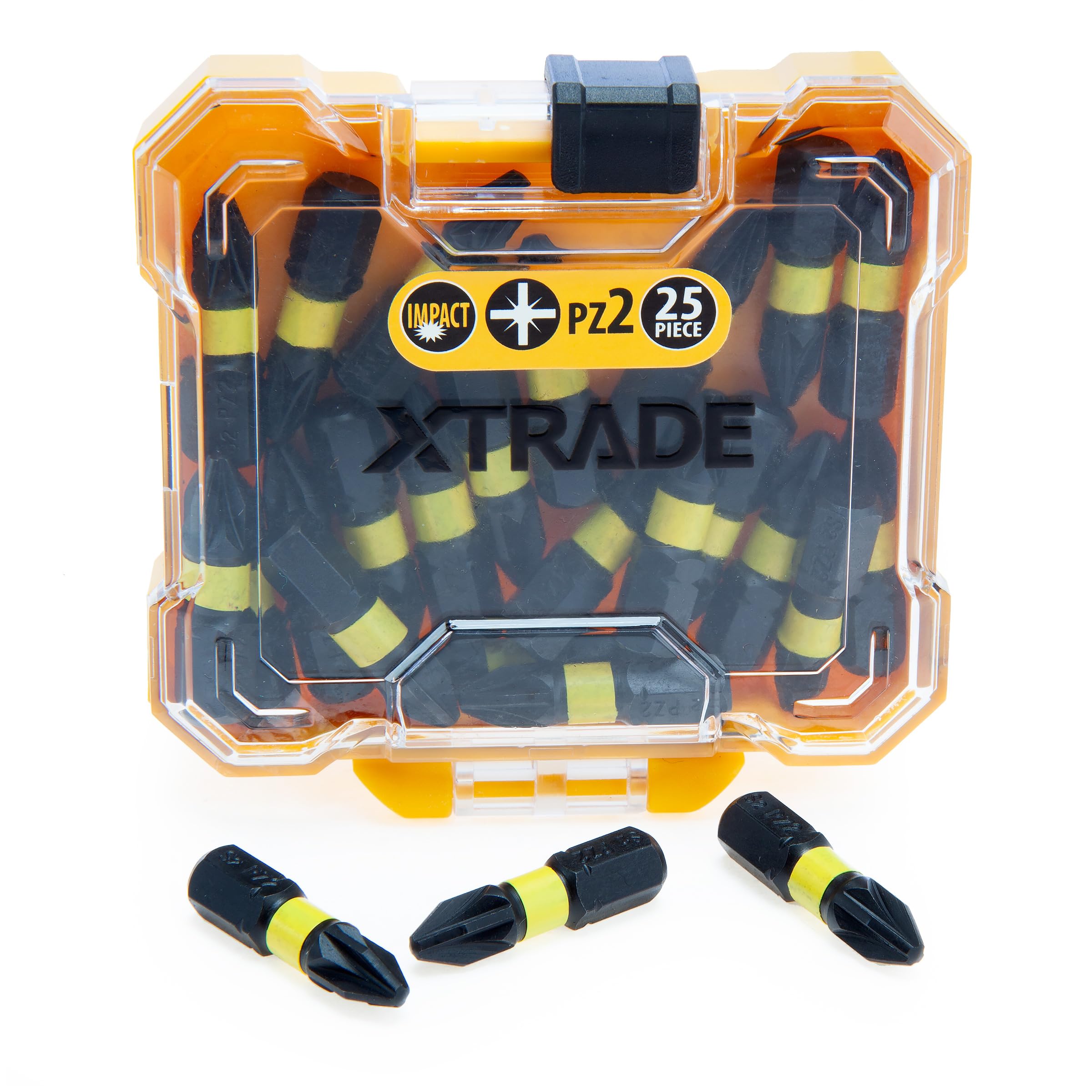 XTrade PZ2 25mm Impact Screwdriver Bits, 25 Piece, S2 Premium Steel, Impact Rated Bits in Tough Storage Case