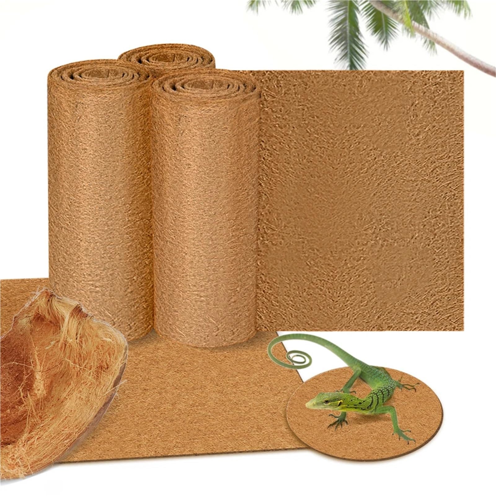 Kokosmatte Pflanzenfaserrolle, Reptilienteppichmatte, Einstreu, Isolierung, Blumentopfkorb, Kokosfaser-Einlage,(50x200cm)