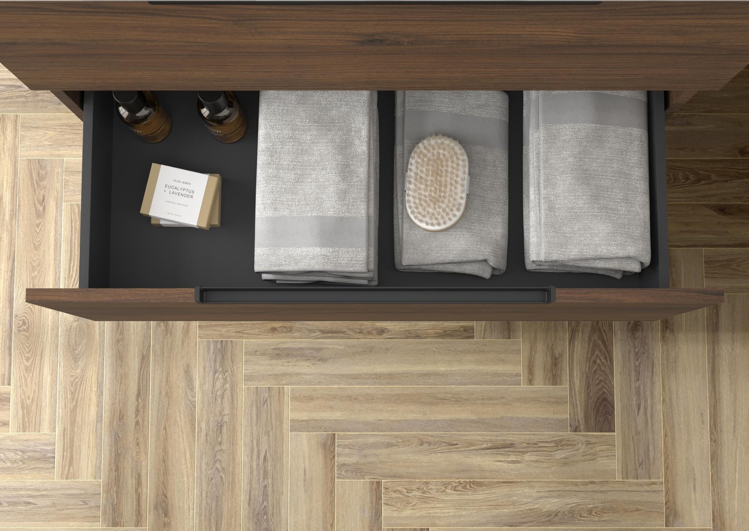 Mueble de Baño Leni 100cm Nogal 2 cajones Lavabo sobre encimera 1 poza Porcelana