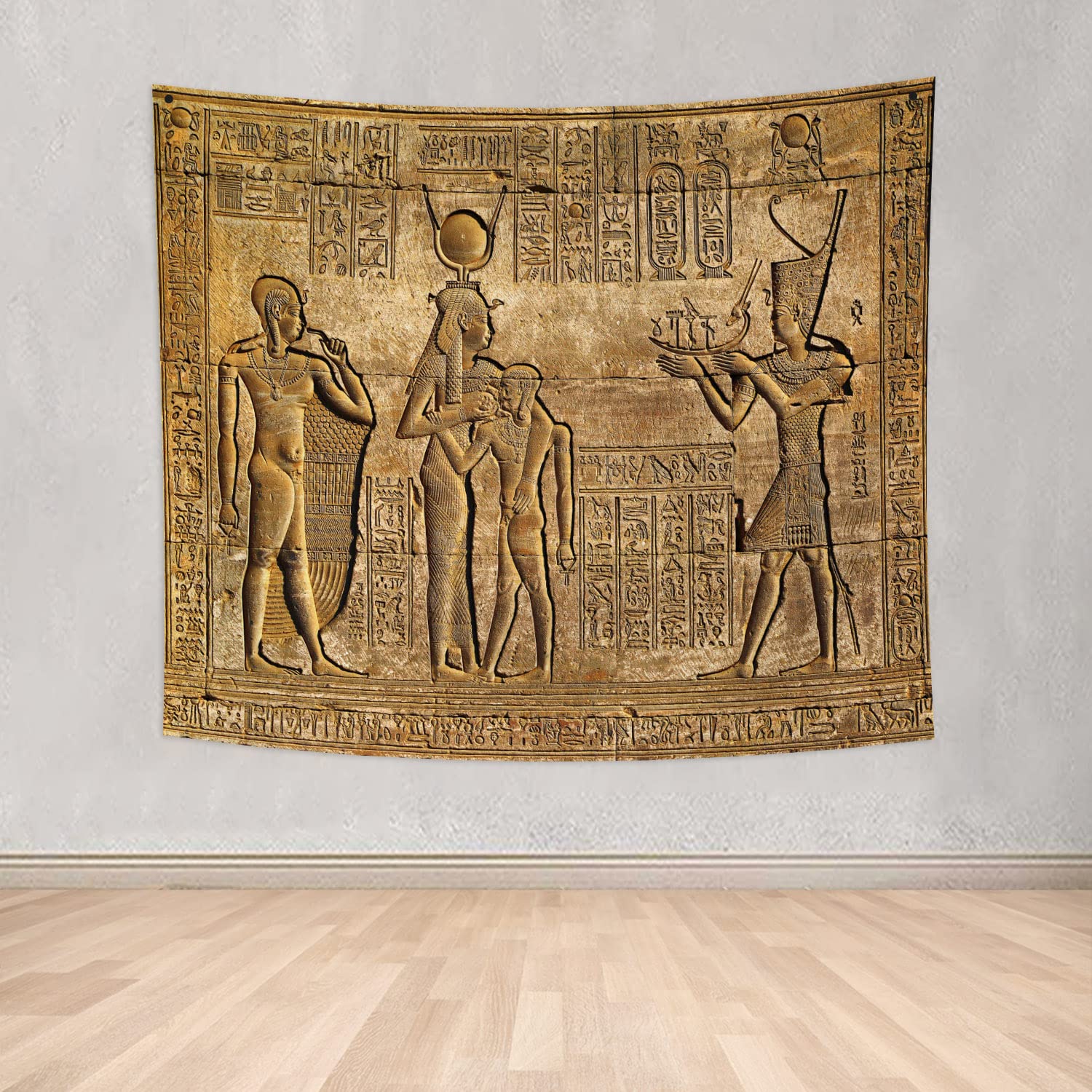 YONGFOTO 220x190cm L'Egypte ancienne Tapisserie, Sculptures hiéroglyphiques Tapisseries Motif Pharaons Egyptiens Gravure Pharaons Egyptiens Tapisserie pour salon dortoir décor tapis