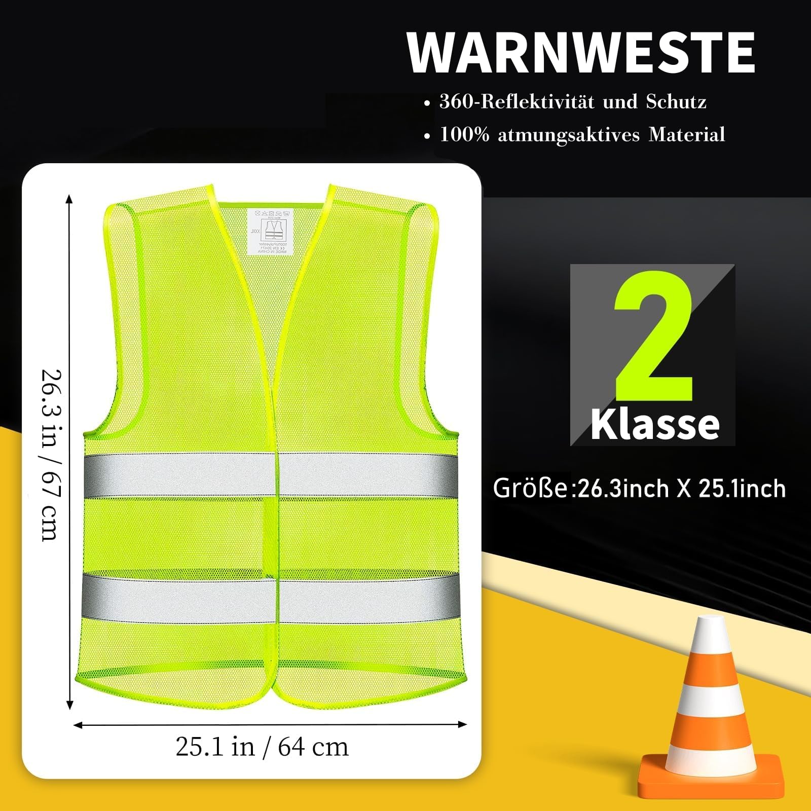 30 Stück Warnwesten Auto für Erwachsene, Männer und Frauen, gut sichtbare Sicherheitsjacken, reflektierende Sicherheitsweste aus Mesh-Material für Outdoor-Aktivitäten, Bauarbeiten, Verkehr