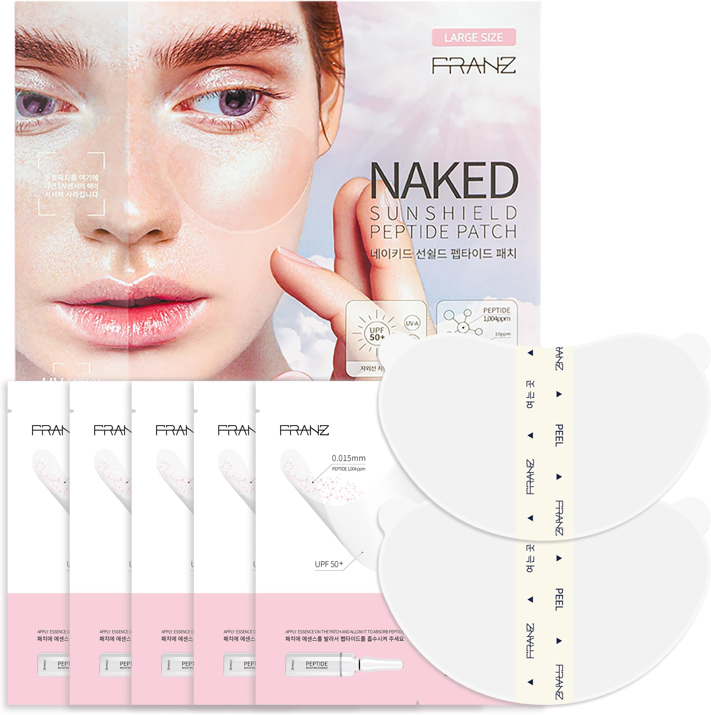 FRANZ - UV Patch UPF 50+ Sun Protection for Daily Outdoor Activities - Breathable Lightweight Comfortable - Peptide for Radiance, Wrinkles, Anti-Aging - 5 pairs