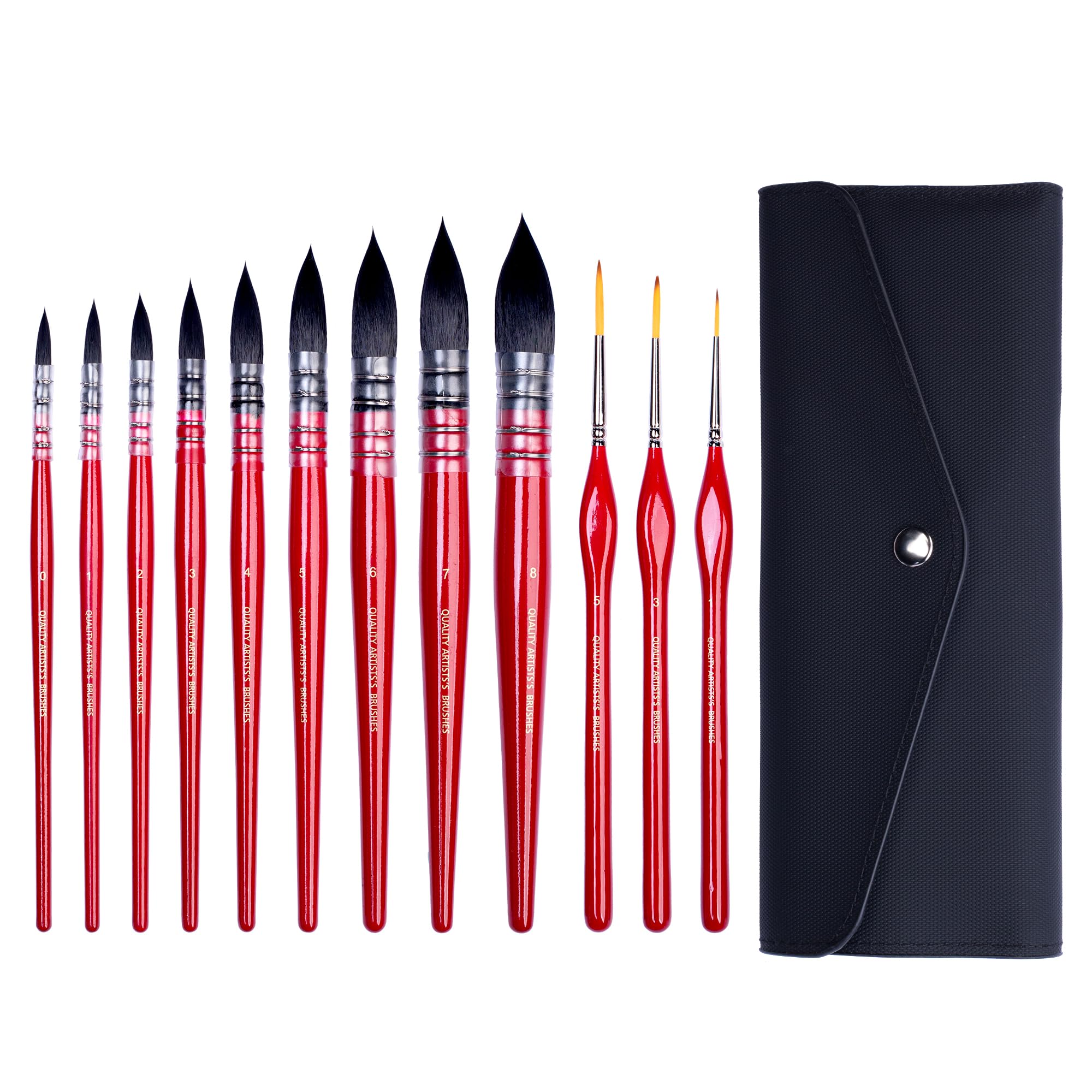 XWT 12pcs Watercolor Brushes Set, Paint Brushes for Watercolor, Gouache, Acrylic and Oil Painting, Artist Brush Set with Portable Travel Case, Art