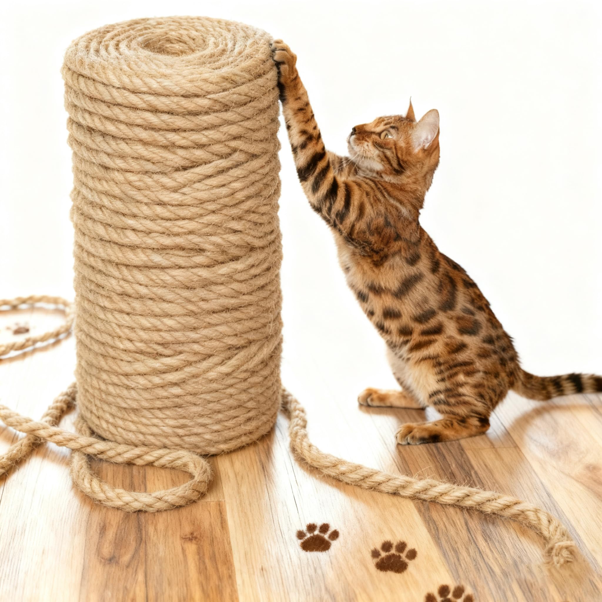 Corde en sisal naturel de 100 m pour arbre à chat - 6 mm - Corde de rechange spéciale pour le bricolage, le bricolage, la décoration de jardin, corde de chanvre