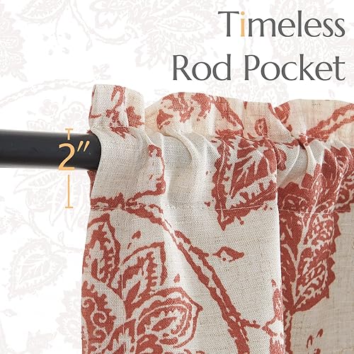 Miniatura 8 de jinchan Cortinas opacas de lino de doble capa, cenefa de cocina para ventanas, diseño de cachemira, decoración navideña para sala de estar, 18