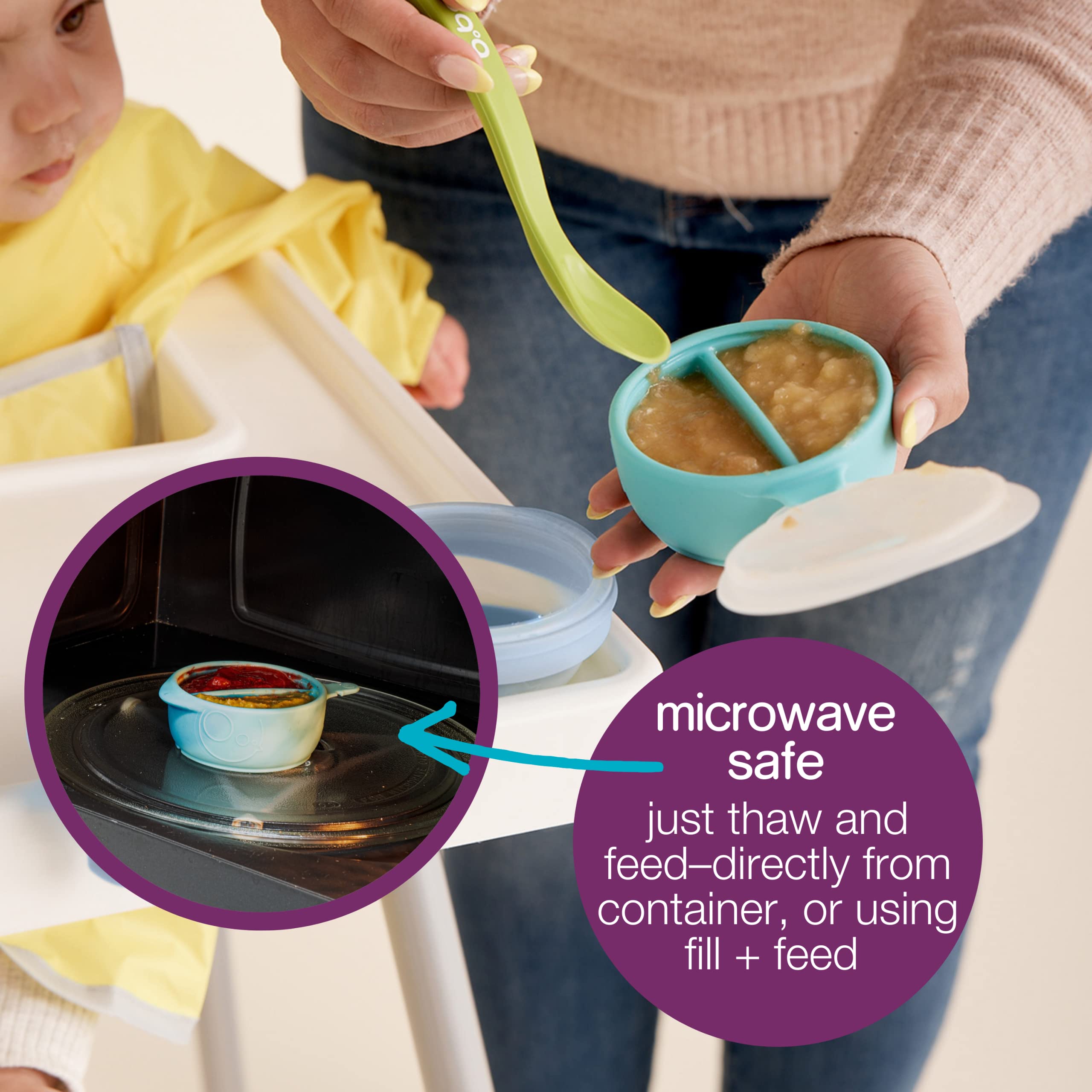 Pack De 3 Boîtes Alimentaires B.box Fill+Freeze - 85ml - Congélation, Micro-ondes - Pour Bébé