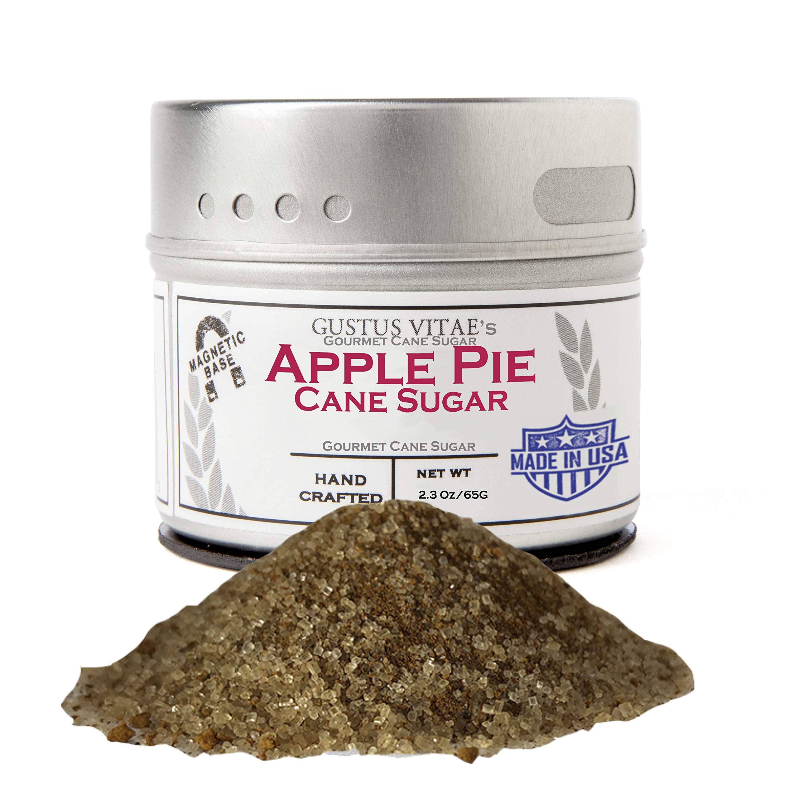 Apple Pie Cane Sugar | Artisanal Infused Sugar |1:1 Replacement For Cane Sugar | All Natural, Non GMO | Gourmet Sweetener | Hand Made, Small Batch | GLP-1 Friendly | Made in USA | Magnetic Tin | Gustus Vitae | #81