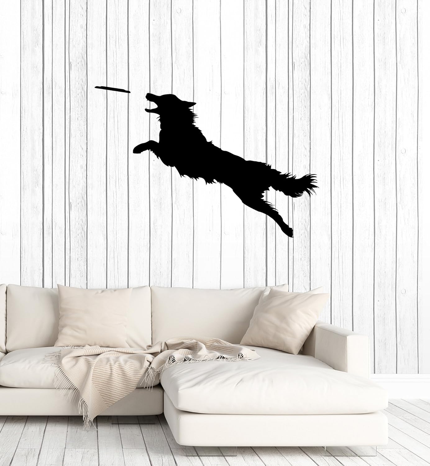 Large Vinyl Wall Decal Dog Disc Pet Shop Animal Decor Art Stickers Mural (ig5642) Black