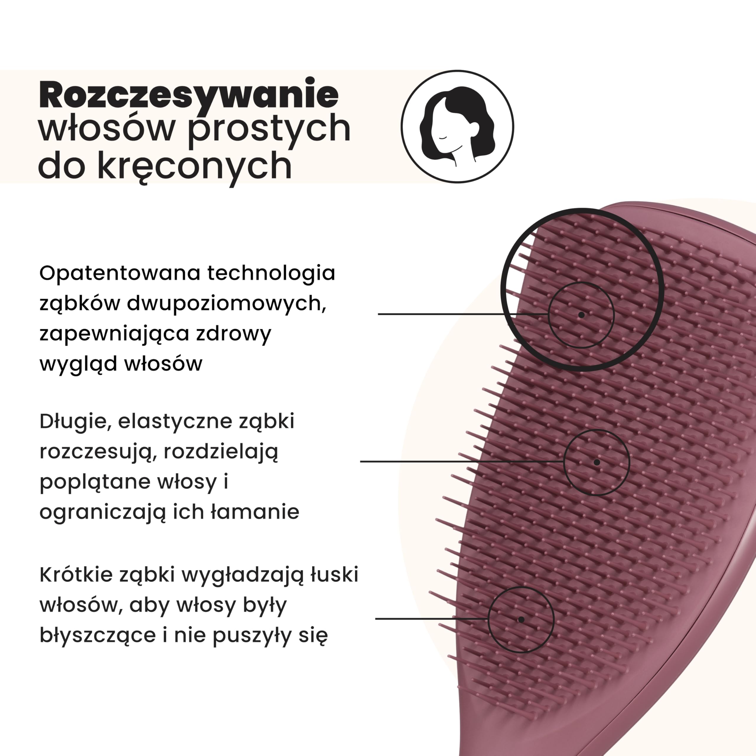 Tangle Teezer Ultimate Detangler - Szczotka do rozczesywania do gęstych, lokowanych i długich włosów - Dwupoziomowe ząbki zmniejszają łamliwość i eliminują splątania - Duża prostokątna -Różowy aksamit