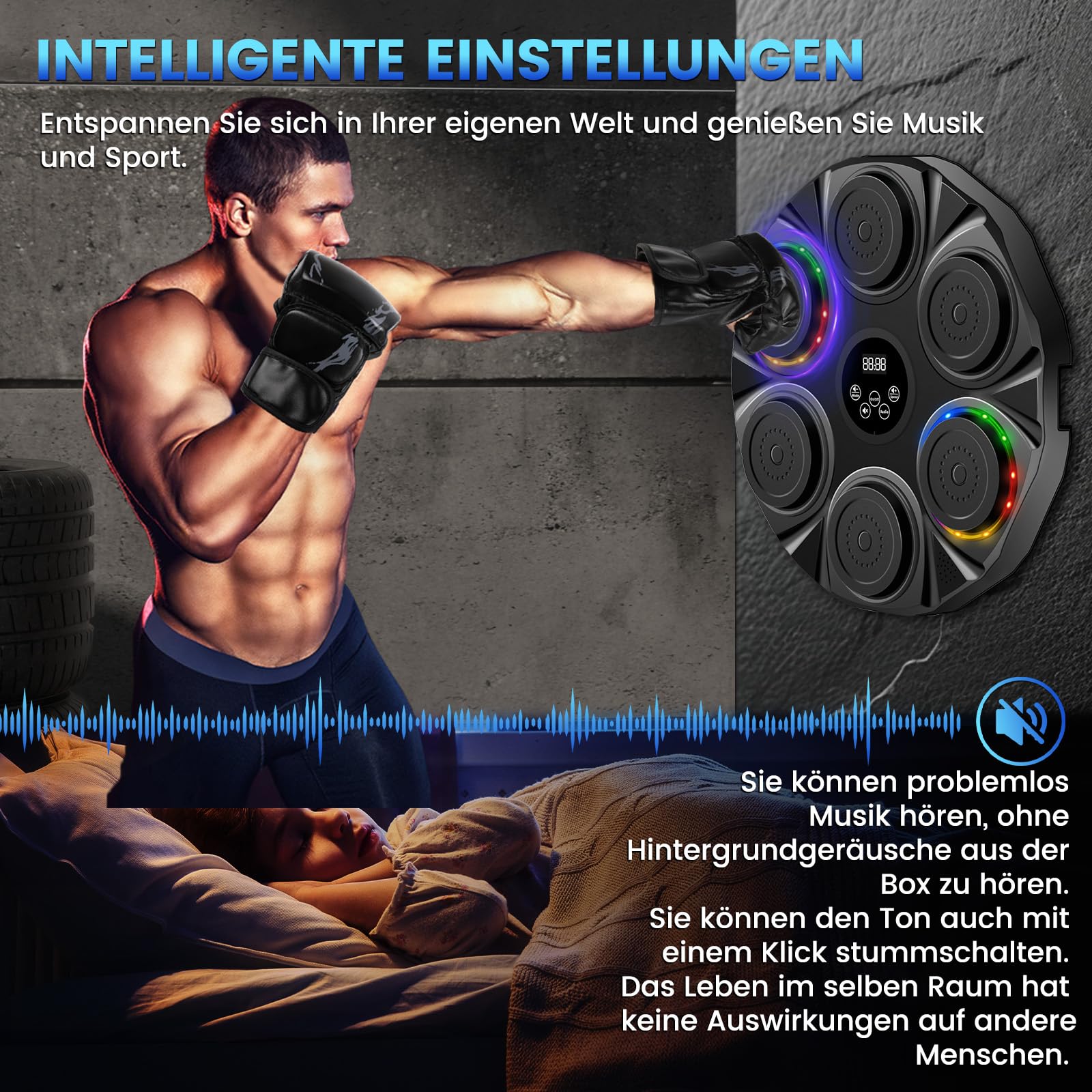 semai Music Boxing Machine, Intelligente Musik Boxmaschine, 9 Geschwindigkeitsmodi und Zählmodus Musik Boxautomat für Erwachsene Kinder Music Punch Boxtraining