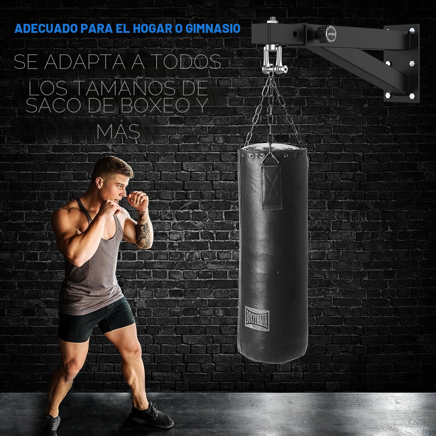 IMAYCC Profesional Soporte Saco Boxeo Pared, Ajustable Soporte para Saco de Boxeo para Hogar, Gimnasio, Kickboxing, Muay Thai, Entre Otros.