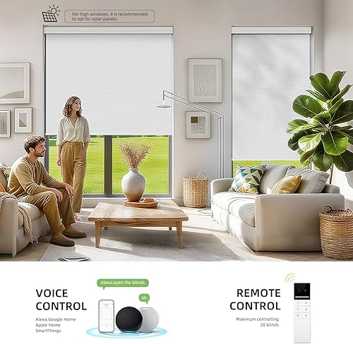 Miniatura 2 de ZSTARR Persiana inteligente motorizada para ventana con control remoto, persiana enrollable opaca automática tamaño personalizable, con cenefa de