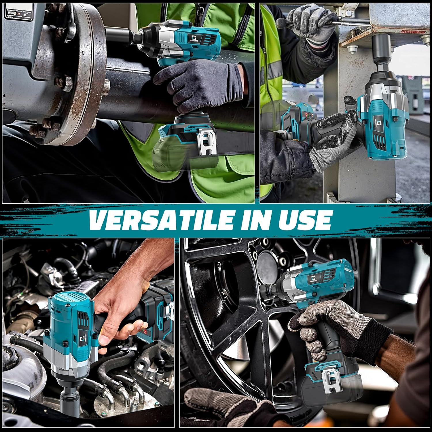 Cordless Impact Wrench 1/2 inch for Makita Battery 900FT-LBS with 6 Sockets and Durable Toolbox Brushless Impact Gun Includes LED Work Light - High Torque Impact Driver, No Battery