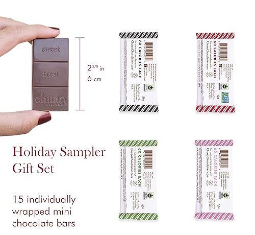 Miniatura 10 de Chuao Chocolatier Share the Love - Mini caja de regalo de barras de chocolate gourmet surtidas  Muestra variada de sabor a leche y chocolate negro