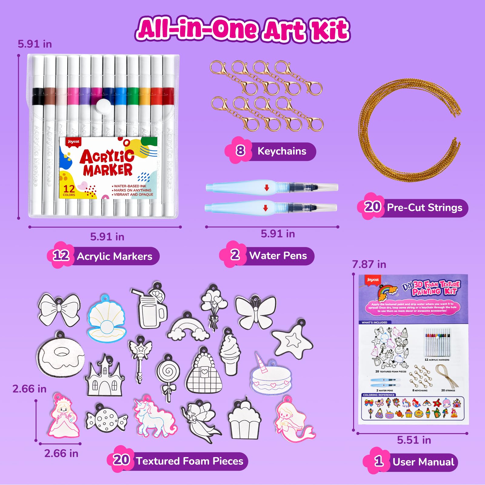 JoyCat Kit de Loisirs Créatifs, Kit de Peinture à Texture Magique Princesses & Licornes, Peinture et Bricolage Sans Salissures, Activité Manuelle Cadeau Fille Garçons 4 5 6 7 8 9 10 Ans