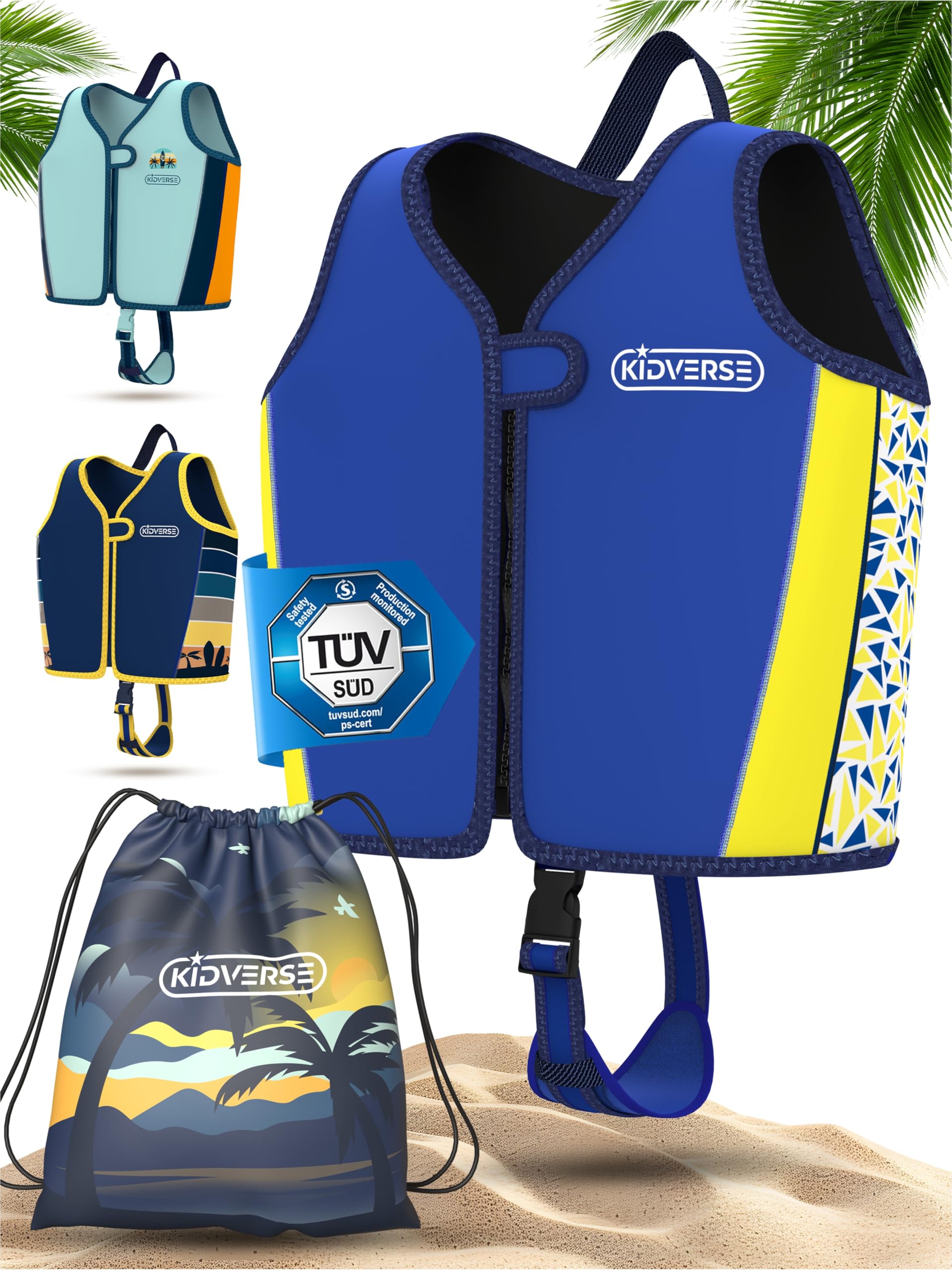 KIDVERSE Kids swim vest - CE & TÜV certified Toddler swim vest - Comfortable swimming float for Children - Swimming aids for kids 2 to 6 - Buoyancy aid