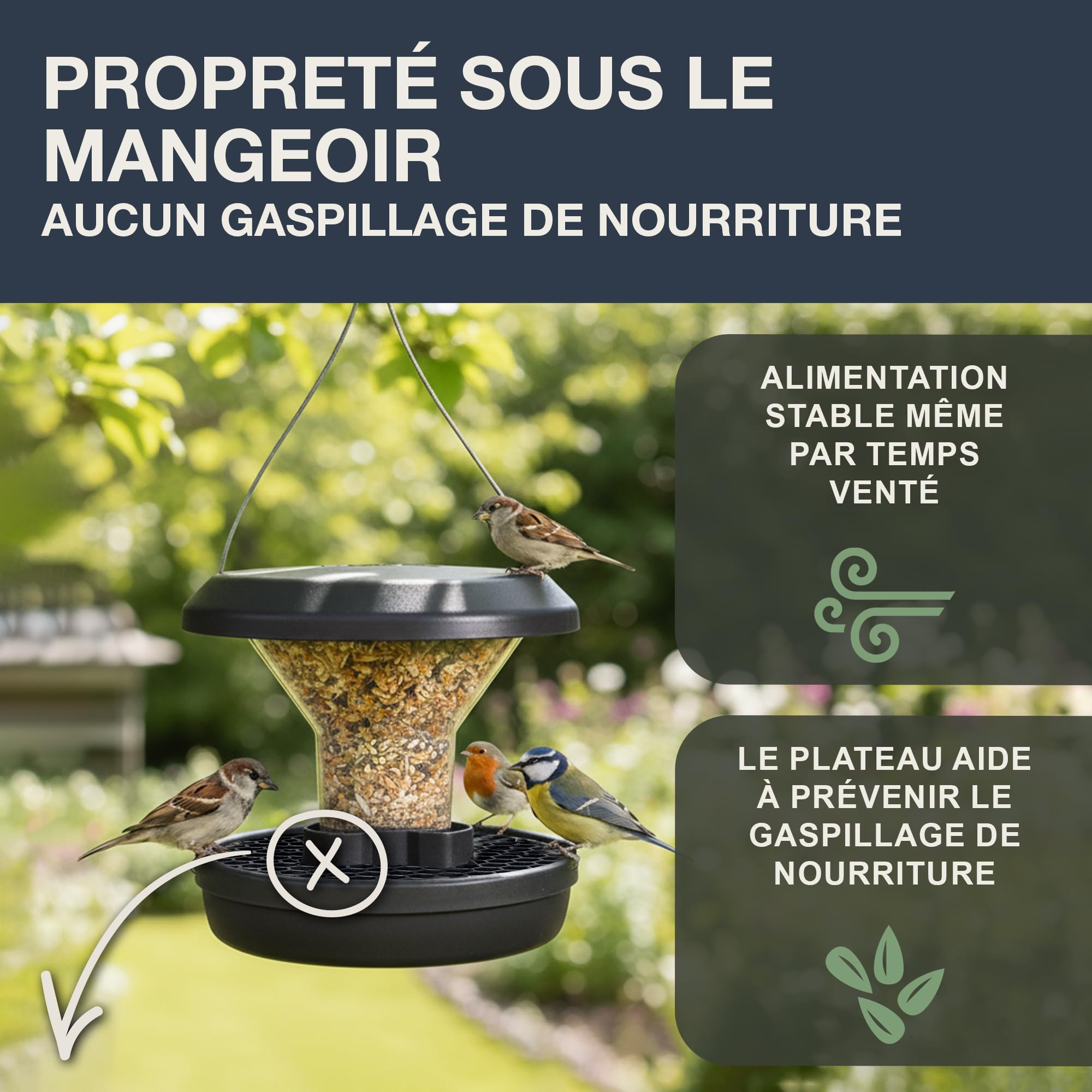 SWISSINNO Mangeoire Oiseaux Extérieur, Haute Anti écureuils Aluminium