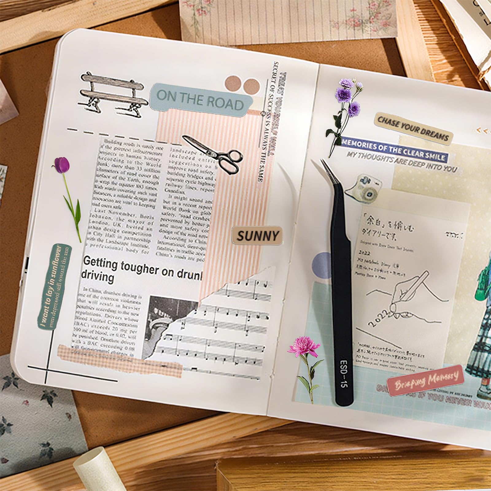 Zestaw papieru do scrapbookingu w stylu vintage, artykuły papierowe z naklejkami z kwiatami, do dziennika, dekoracyjny zestaw papieru do pamiętnika śmieci, retro rękodzieło, 699 szt