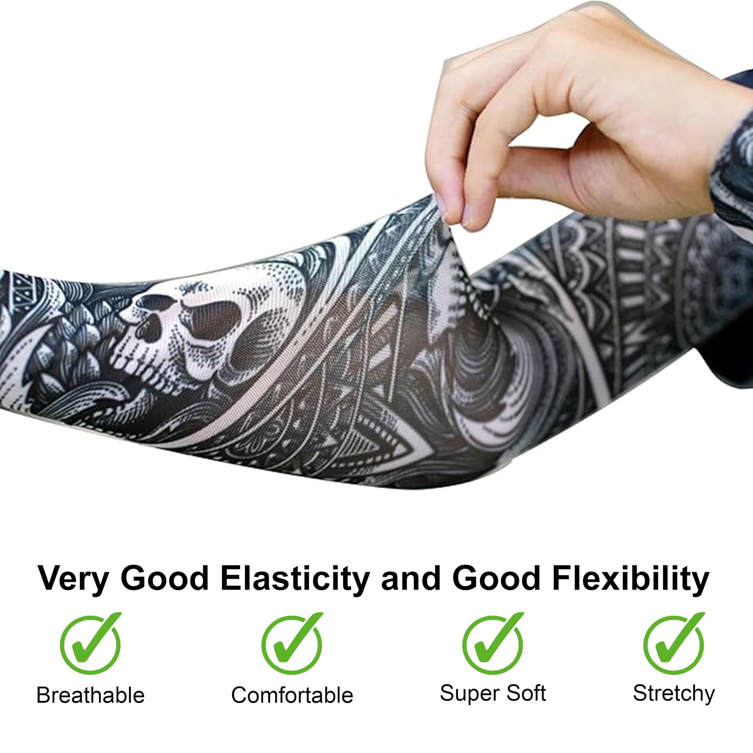 Tatodays Tattoos sleeves for Kids womens small adults boys and girls, black - Image 4