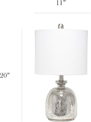 Miniatura 10 de Elegant Designs LT3316-WHT Lámpara de mesa de cristal plateado con pantalla blanca (paquete de 1)