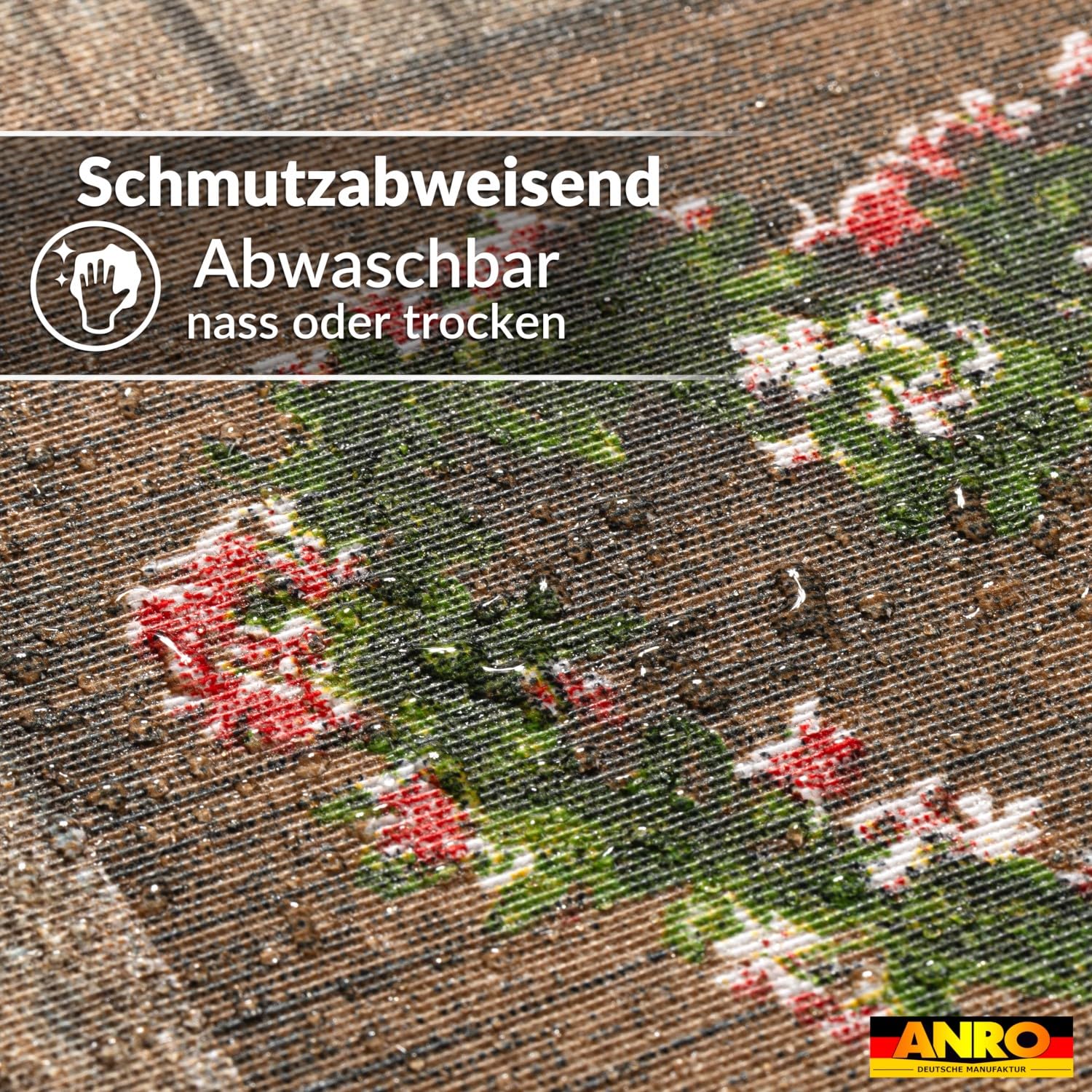 ANRO Tischdecke abwaschbar Herzen Rechteckig 260 x 140 cm – wasserabweisend Indoor Outdoor, Lotuseffekt, mit Saum