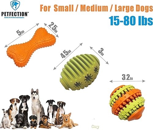 Miniatura 3 de PETFECTION Juguetes masticables para perros, paquete de 3, juguetes para perros para masticadores agresivos de razas grandes, limpieza de dientes