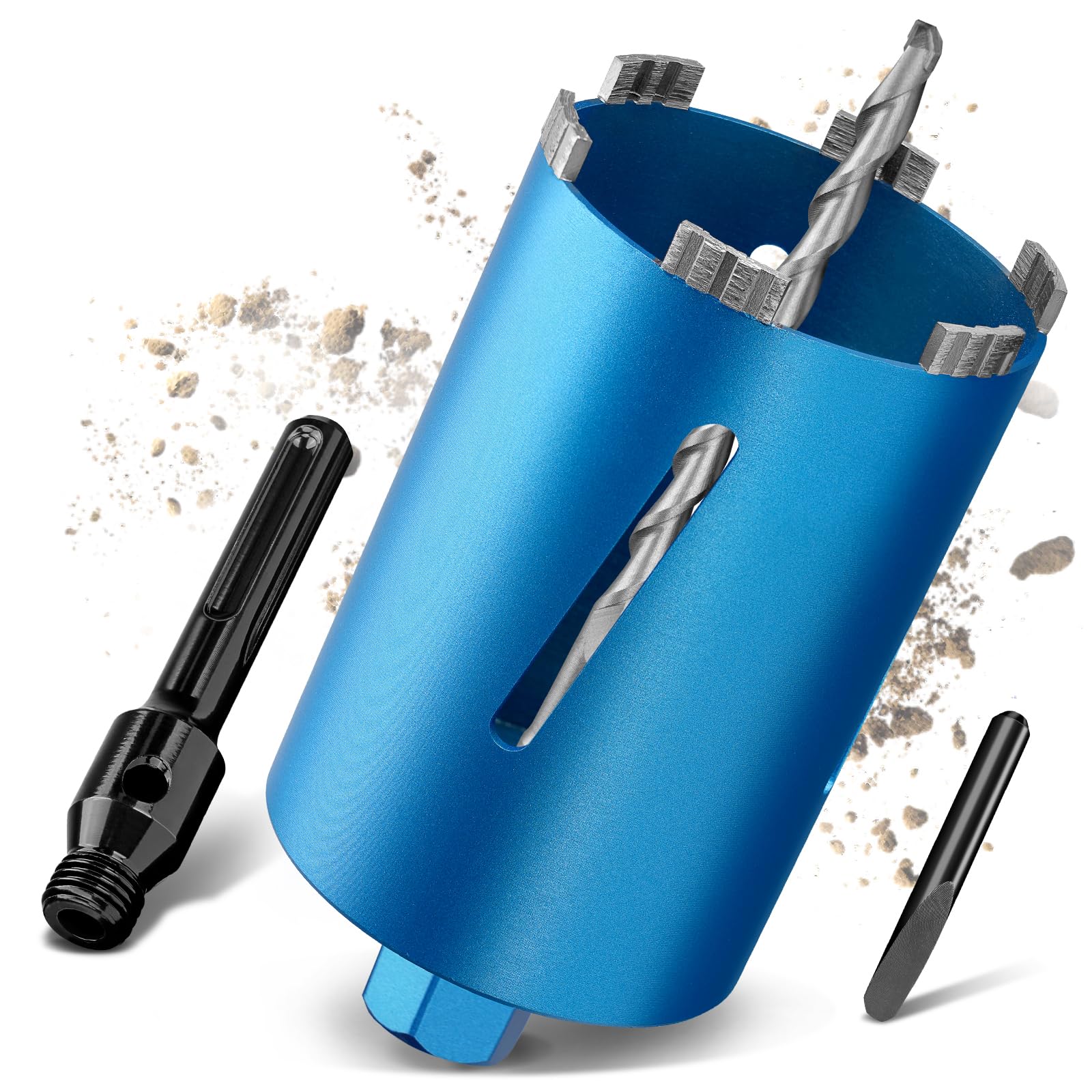 M22 Ø102mm Gesamtlänge 200mm Diamantbohrkrone mit SDS Max Adapter (110mm) Trocken Nass Dosenbohrer 10mm Turbo Kernbohrkrone Kernbohrer für Beton Mauerwerk