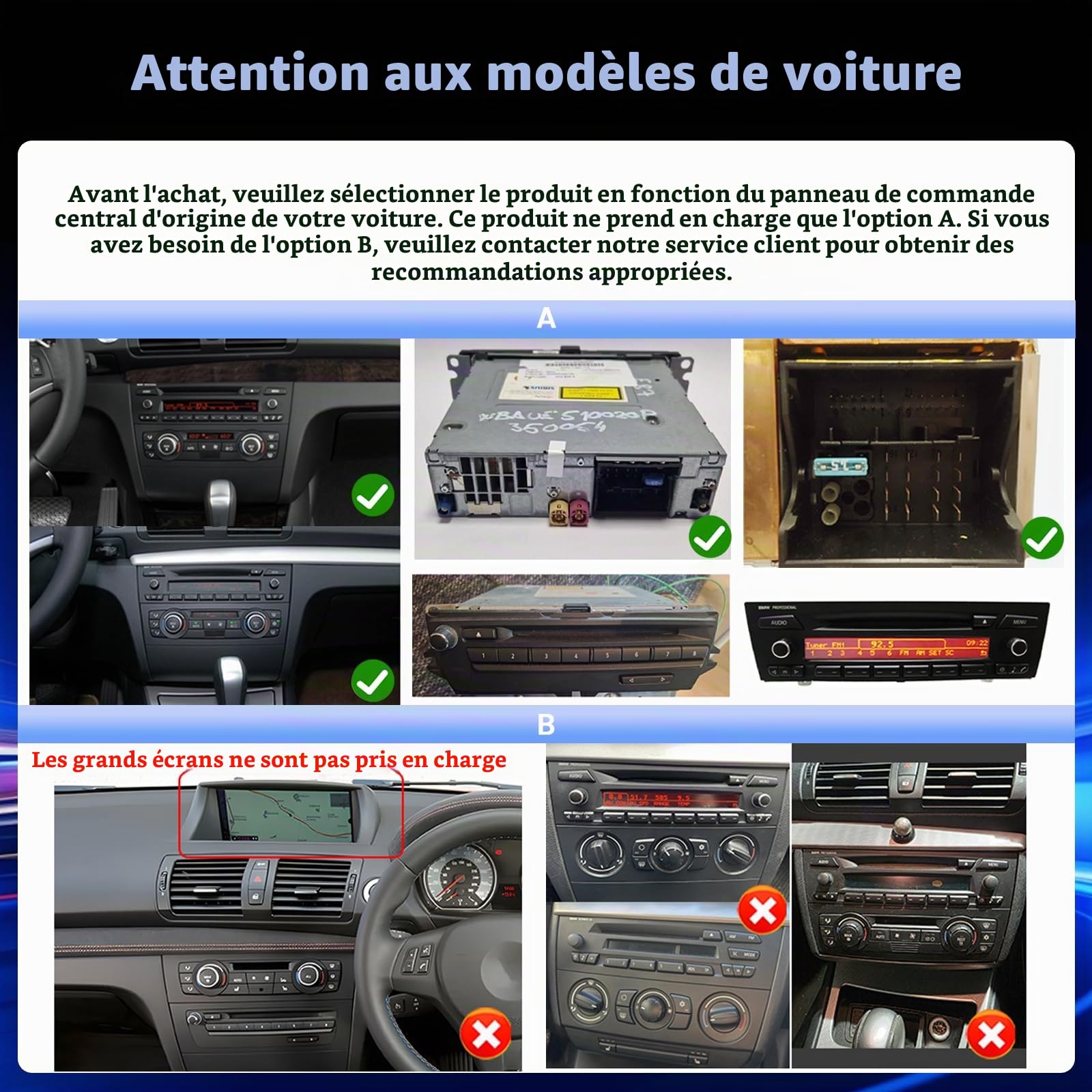 4+128G 9" Autoradio Android pour BMW 1 Series E81 E82 E87 E88 2008-2012 | Incell Écran Tactile Wireless Carplay Autoradio 2 DIN GPS Navi Bluetooth 5.0 WiFi FM/RDS Caméra de Recul EQ 4+128G